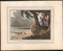 Egizi, cattura di un coccodrillo, stampa di caccia all'acquatinta, 1813