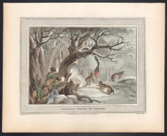 Shooting the Wolves in Winter, Aquatinta-Stickerei auf Jagddruck, 1813