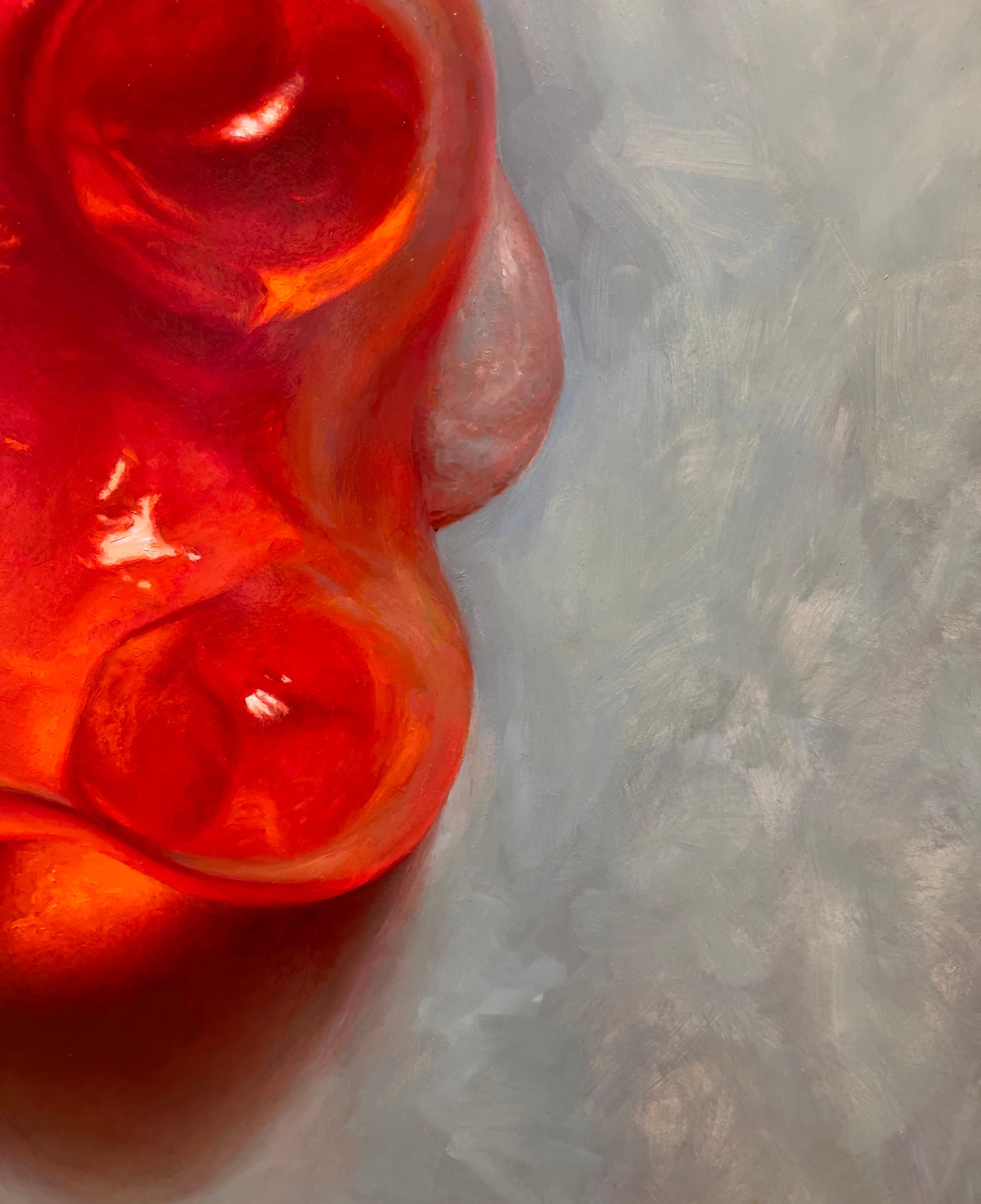 BIG BEAR (RED) - Réalisme / Bonbons gélifiés / Food Art ludique / Nostalgia - Marron Still-Life Painting par Samuel Hung