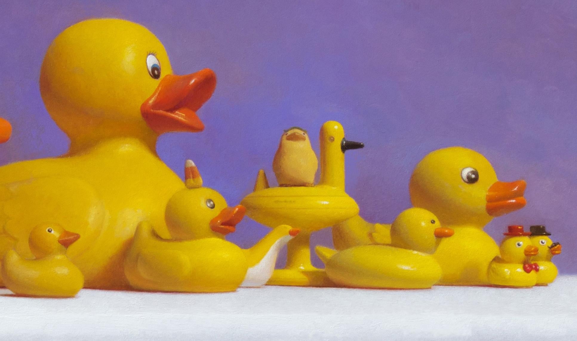 Samuel Hung - SQUAD (YELLOW), still-life, rubber duck, hyper-realism, purple, vivid For Sale at 1stDibs