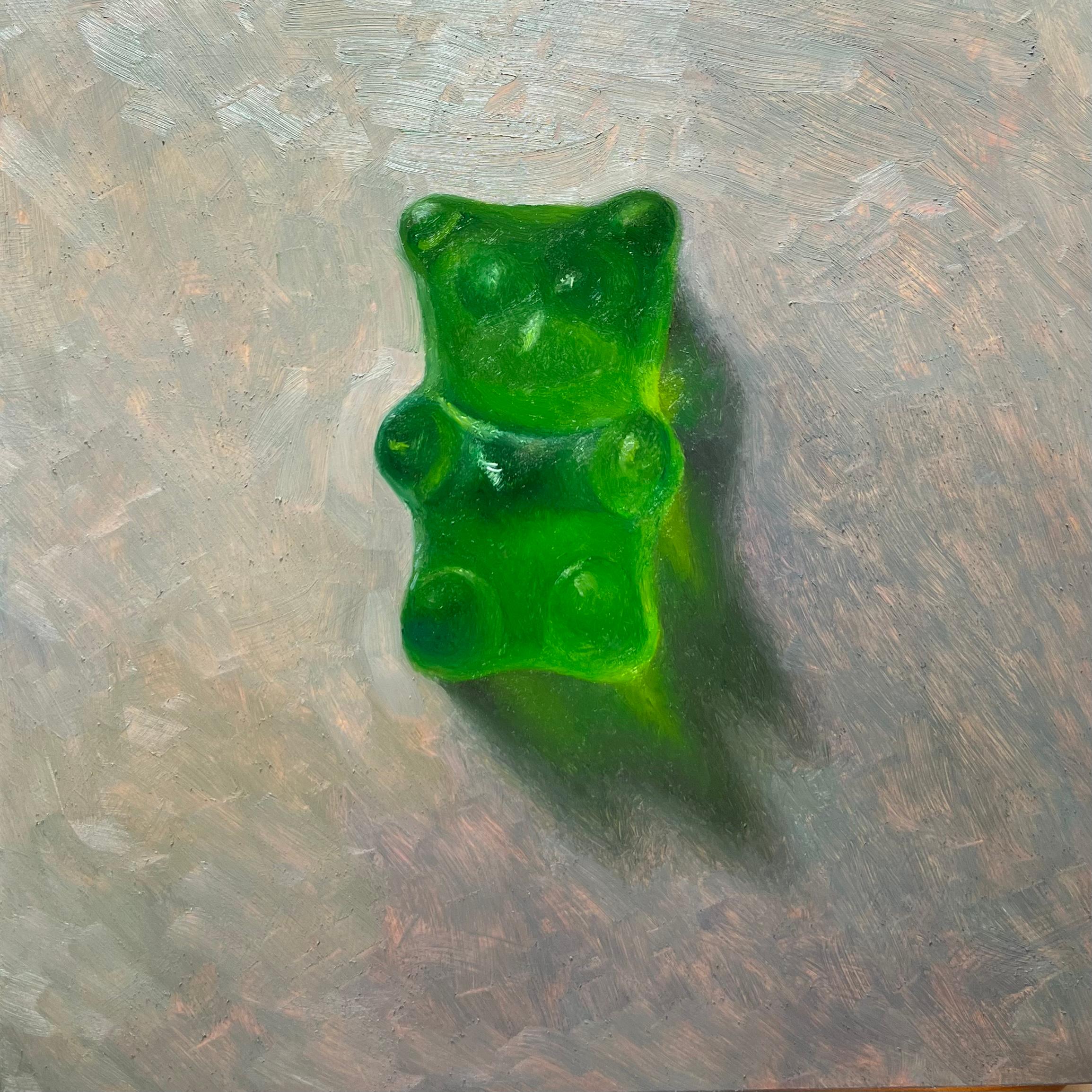 Samuel Hung Still-Life Painting - GREEN BEAR - Food, Candy, Childhood