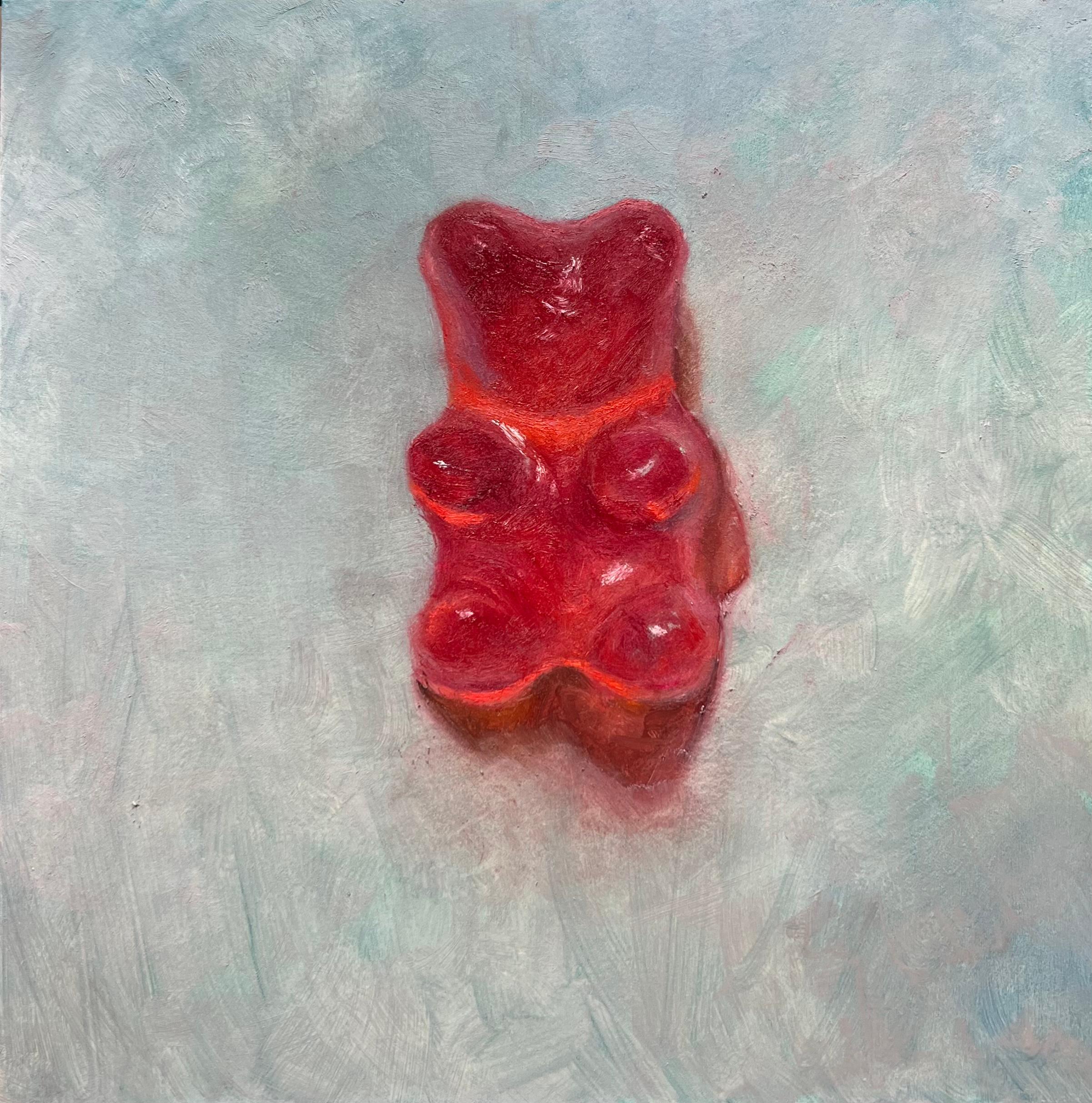 Samuel Hung Still-Life Painting – RED BEAR – Essen, Bonbon, Realismus
