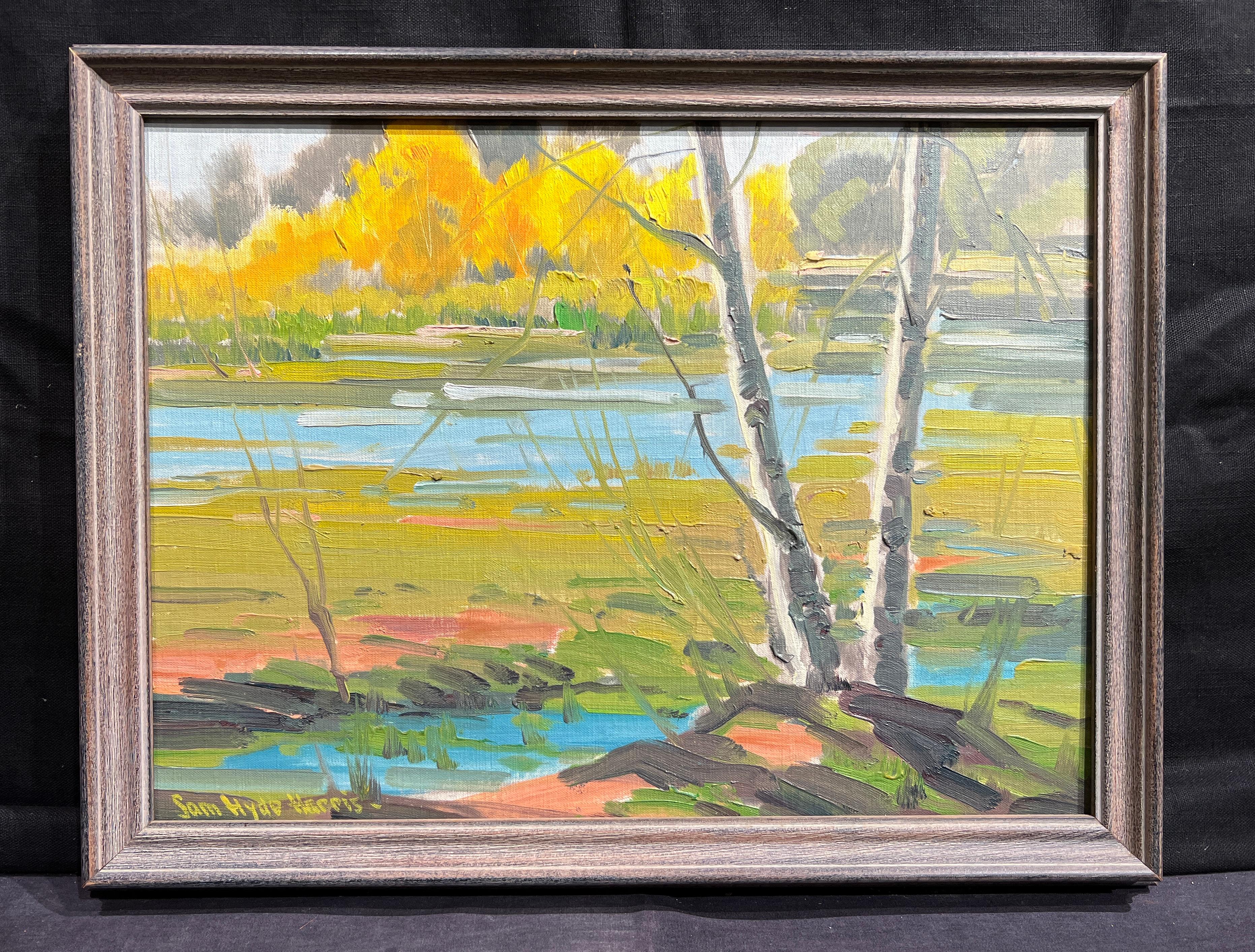 Le long de la rivière - Impressionnisme américain Painting par Samuel Hyde Harris