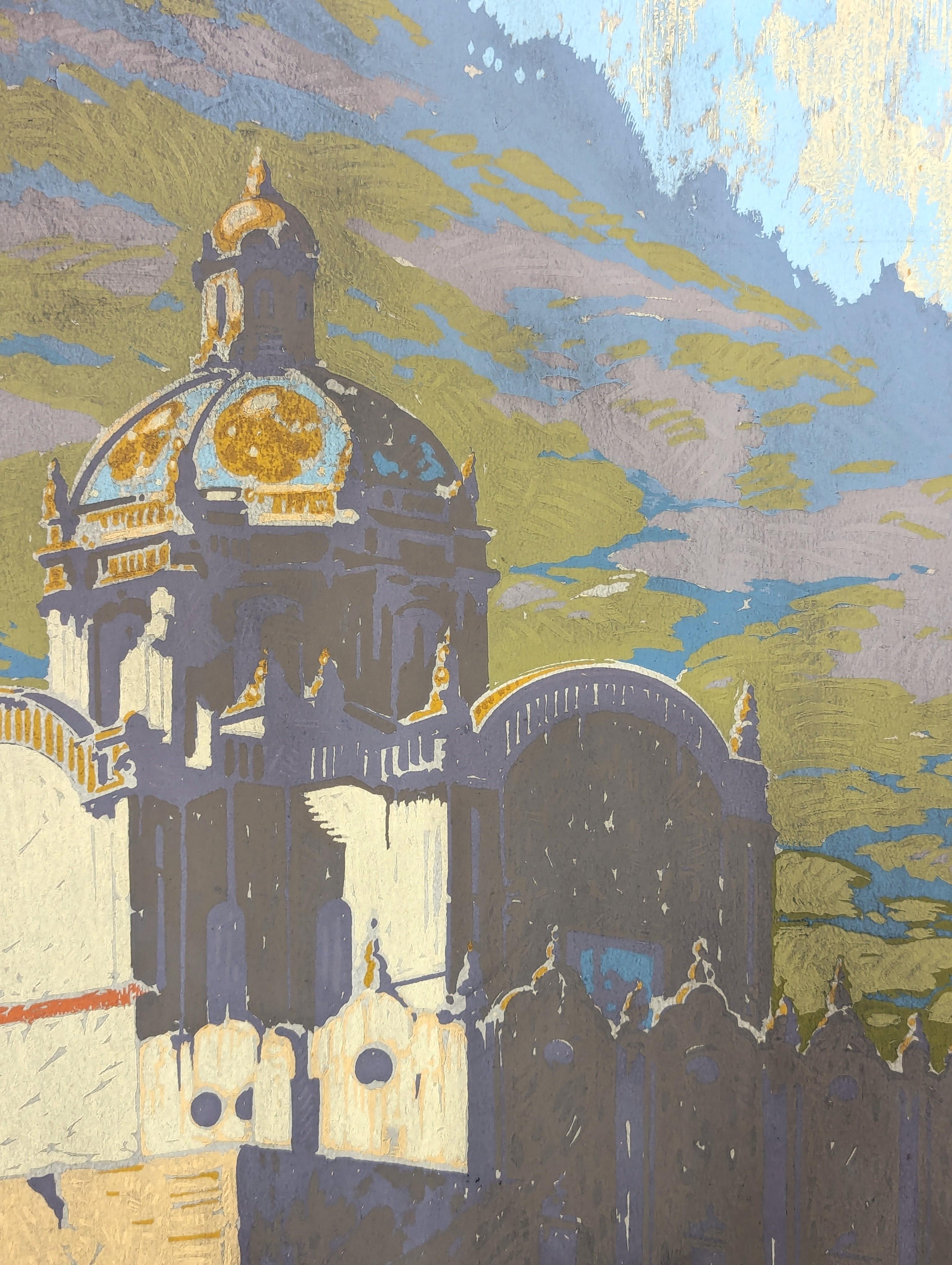Early Modern Railroad Travel Advertising Serigraph of a Church in Taxco, Mexico For Sale 6