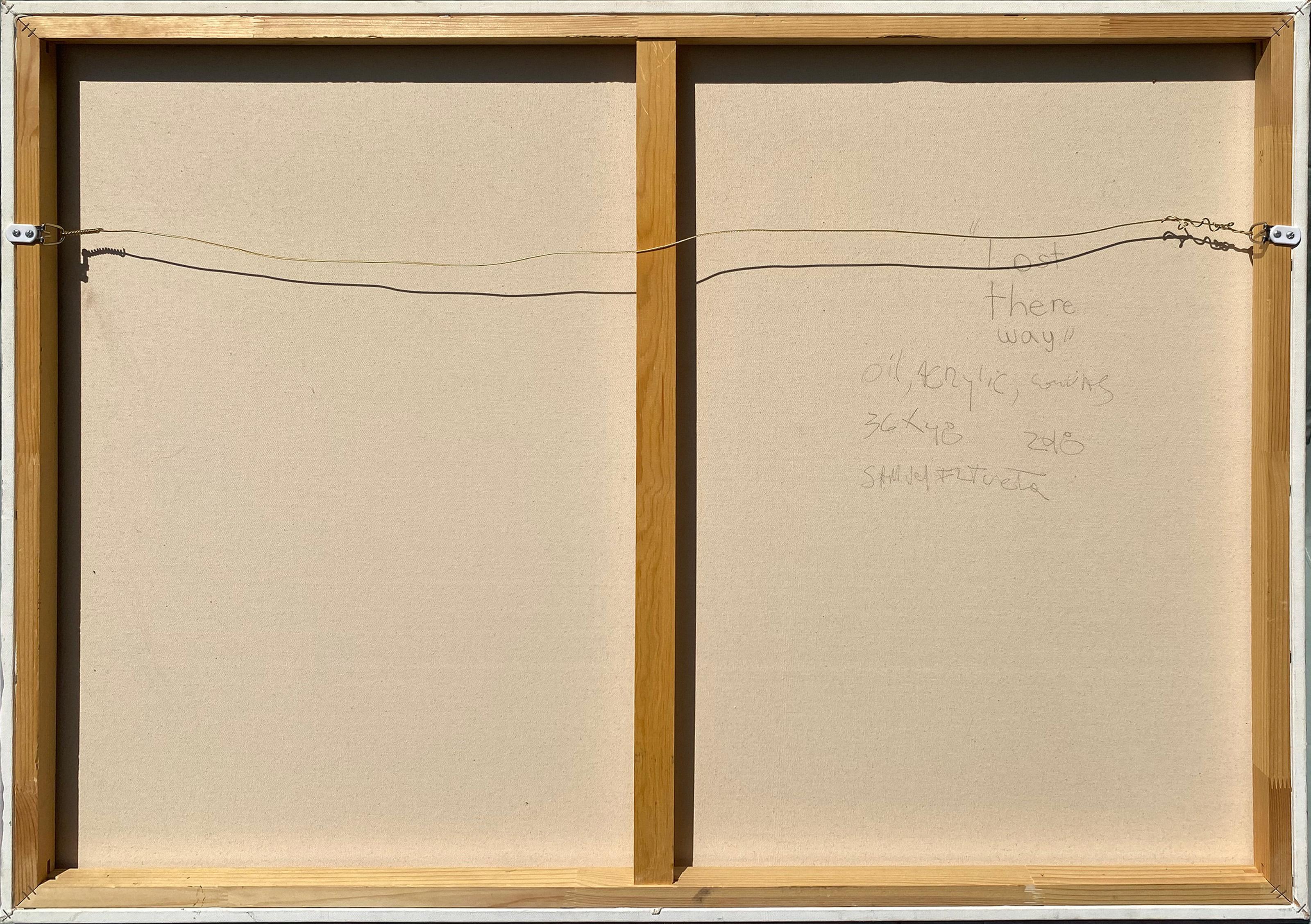 La strada perduta, dipinto surrealista ad olio e acrilico di Samuel Iztueta in vendita 2