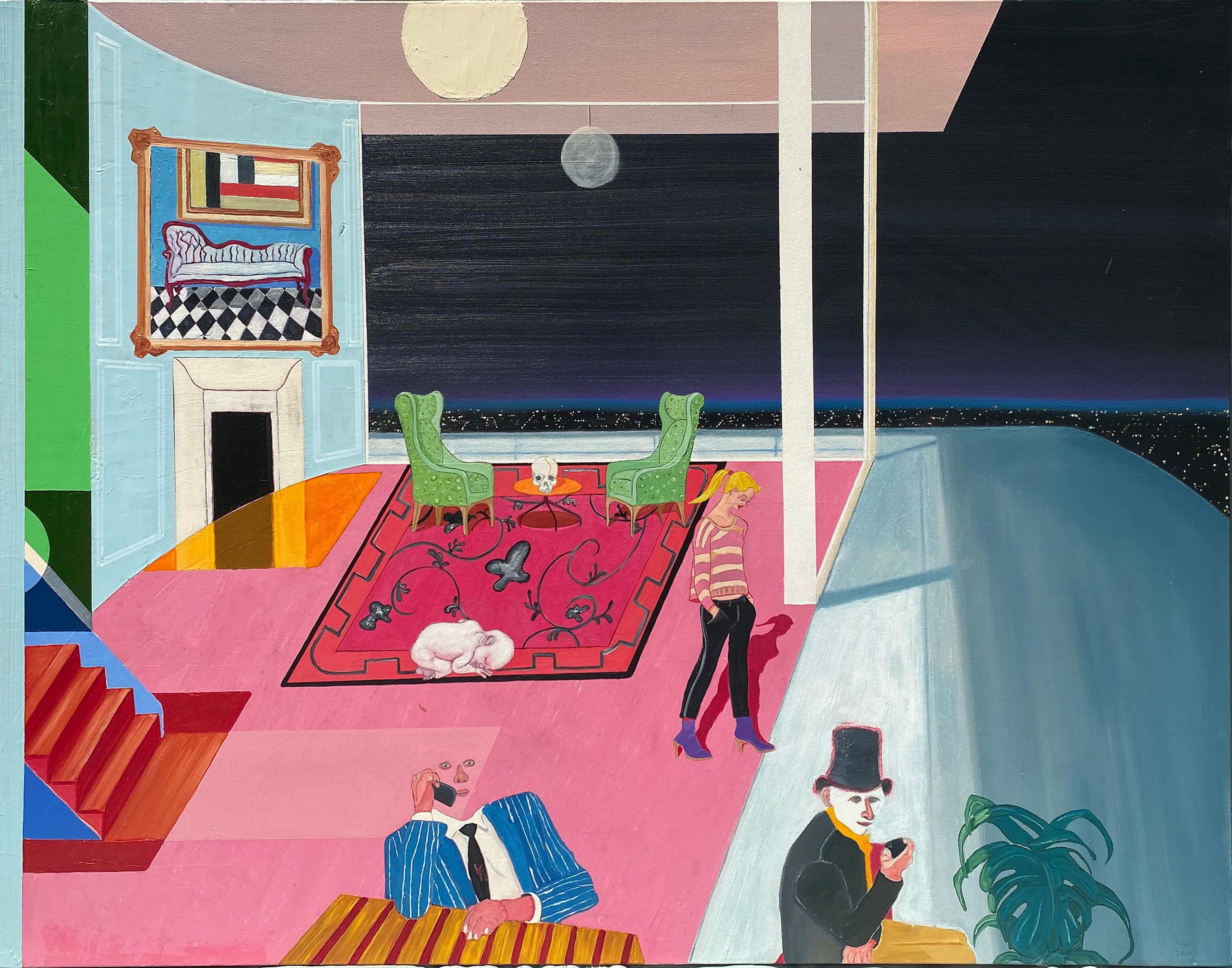 Samuel Iztueta, Americano - La strada persa, Anno:  2018, Media:  Olio e acrilico su tela, firmato, intitolato e datato al verso, Dimensioni:  36 x 48 pollici (91,44 x 121,92 cm)
