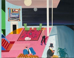 La strada perduta, dipinto surrealista ad olio e acrilico di Samuel Iztueta