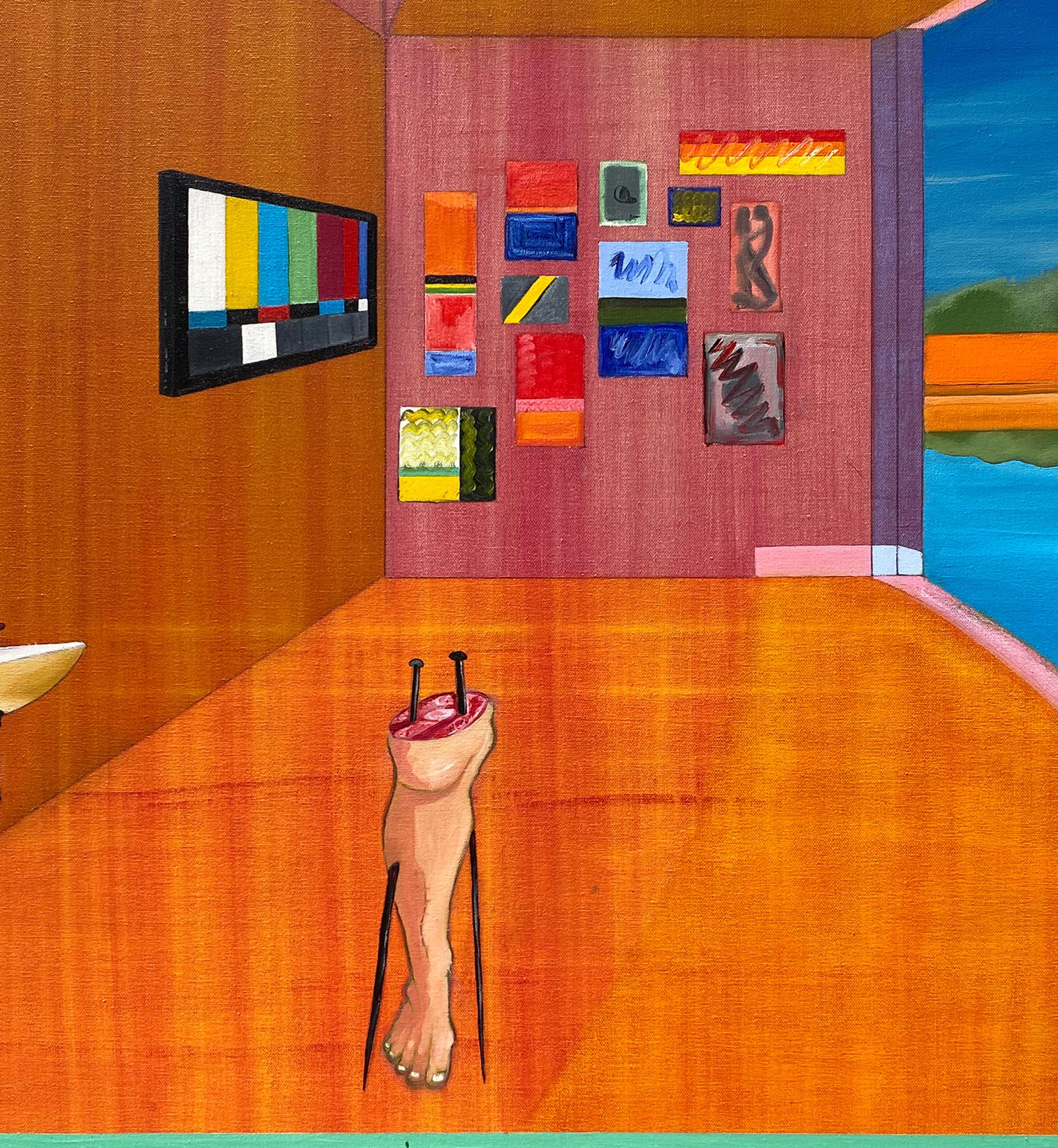 Time Machine, Surrealist Oil and Acrylic Painting by Samuel Iztueta For Sale 1