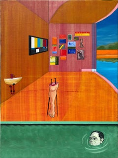 Time Machine, Surrealist Oil and Acrylic Painting by Samuel Iztueta