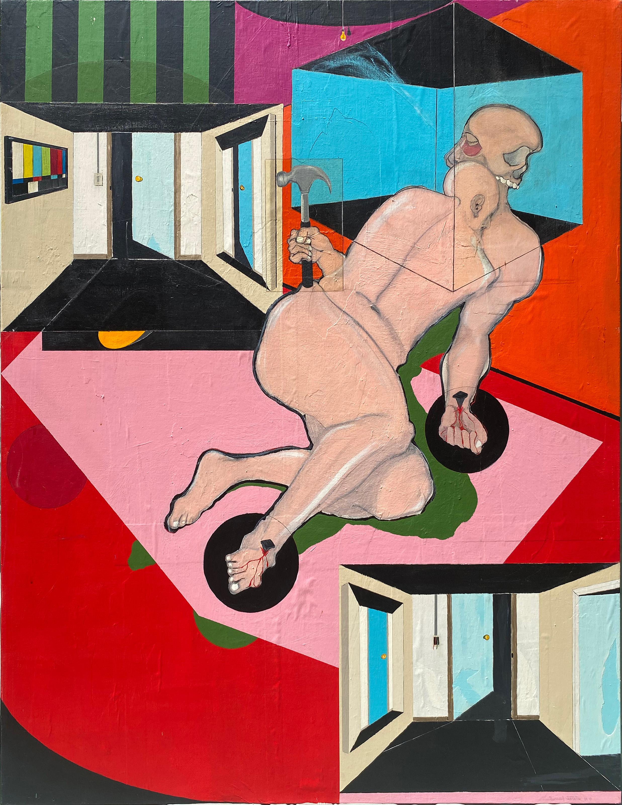 Samuel Iztueta, American - El Cuadvado, Year:  2013, Medium:  Oil and Acrylic on Canvas, signed and titled with writing verso, Size:  60 x 48 in. (152.4 x 121.92 cm)