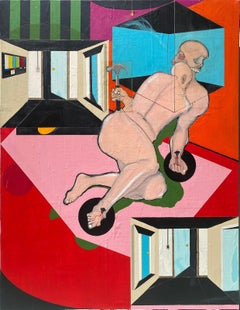 El Cuadvado, Surrealist Oil and Acrylic Painting by Samuel Iztueta