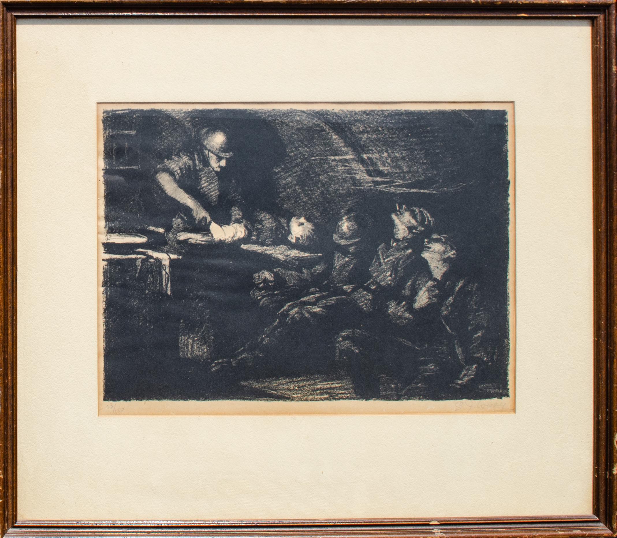 Samuel J. Woolf (américain, 1880-1948)
Poste de secours à Seicheprey
Lithographie
Vue : 11 x 14 1/2 in.
Encadré : 20 x 23 x 1 in.
Signé en bas à droite : S. J. Woolf
Numéroté en bas à gauche : 23/150

Cette estampe est basée sur la peinture à