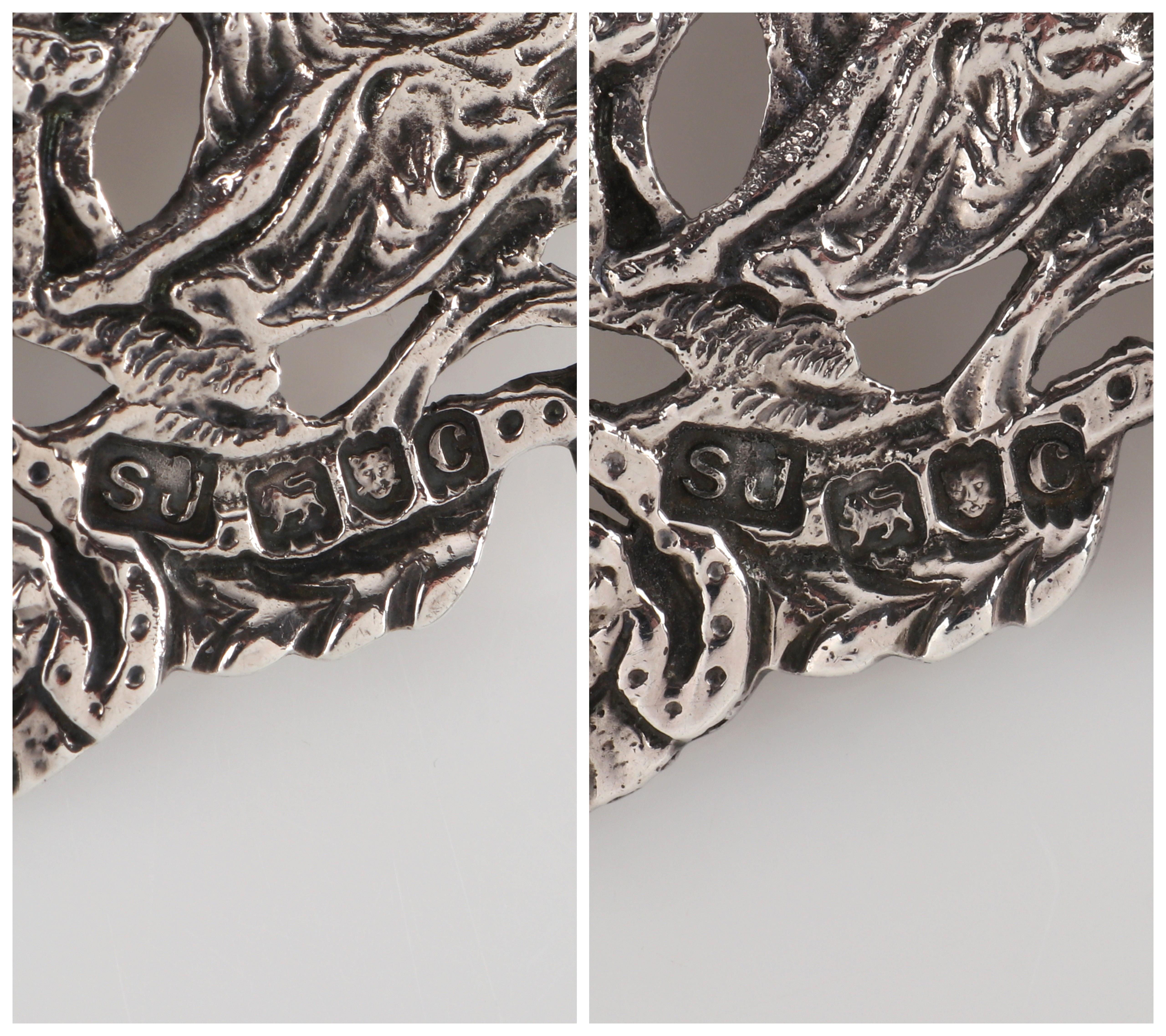 SAMUEL JACOB London c.1898 Victorian Sterling Silver Carved Nurses Belt Buckle 4