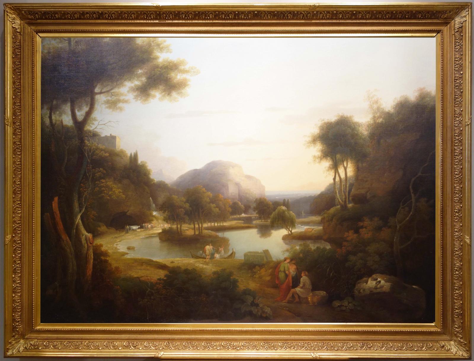 A Gathering by a Lake in the Roman Campagna (Un groupe près d'un lac) - Painting de Samuel James Ainsley
