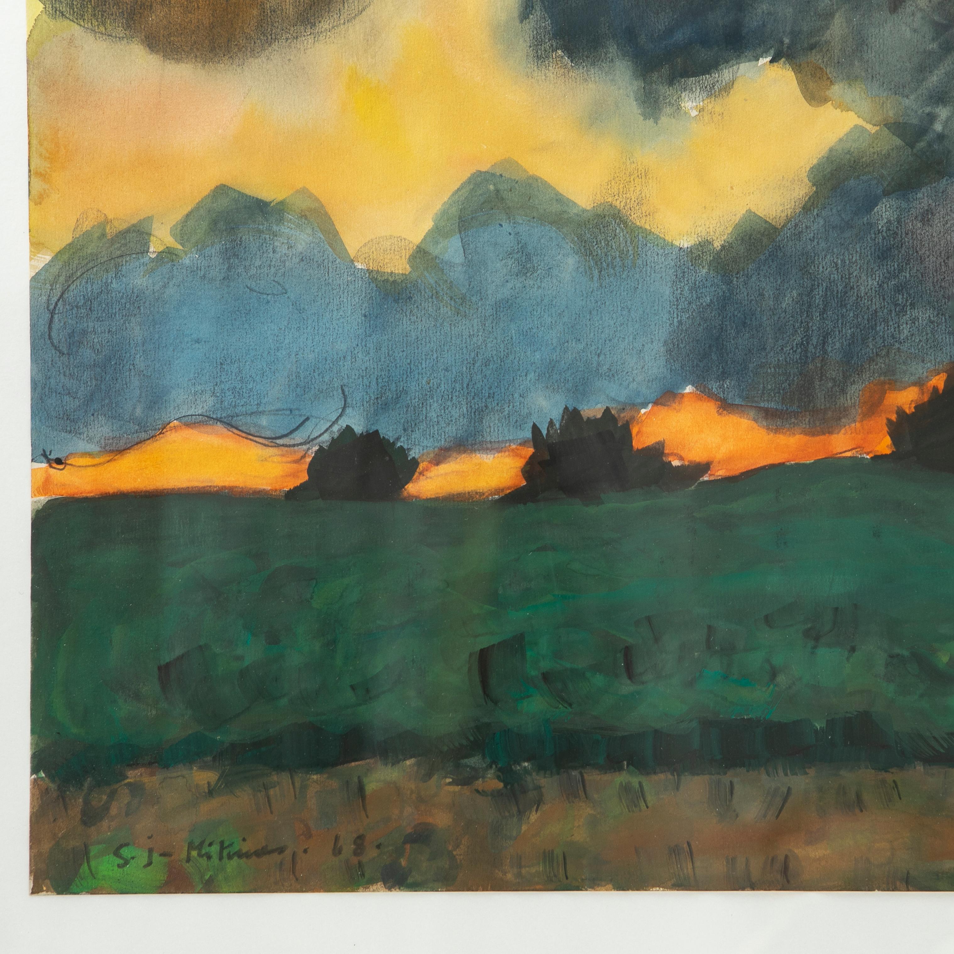 Danish Samuel Joensen-Mikines Watercolor on Paper 