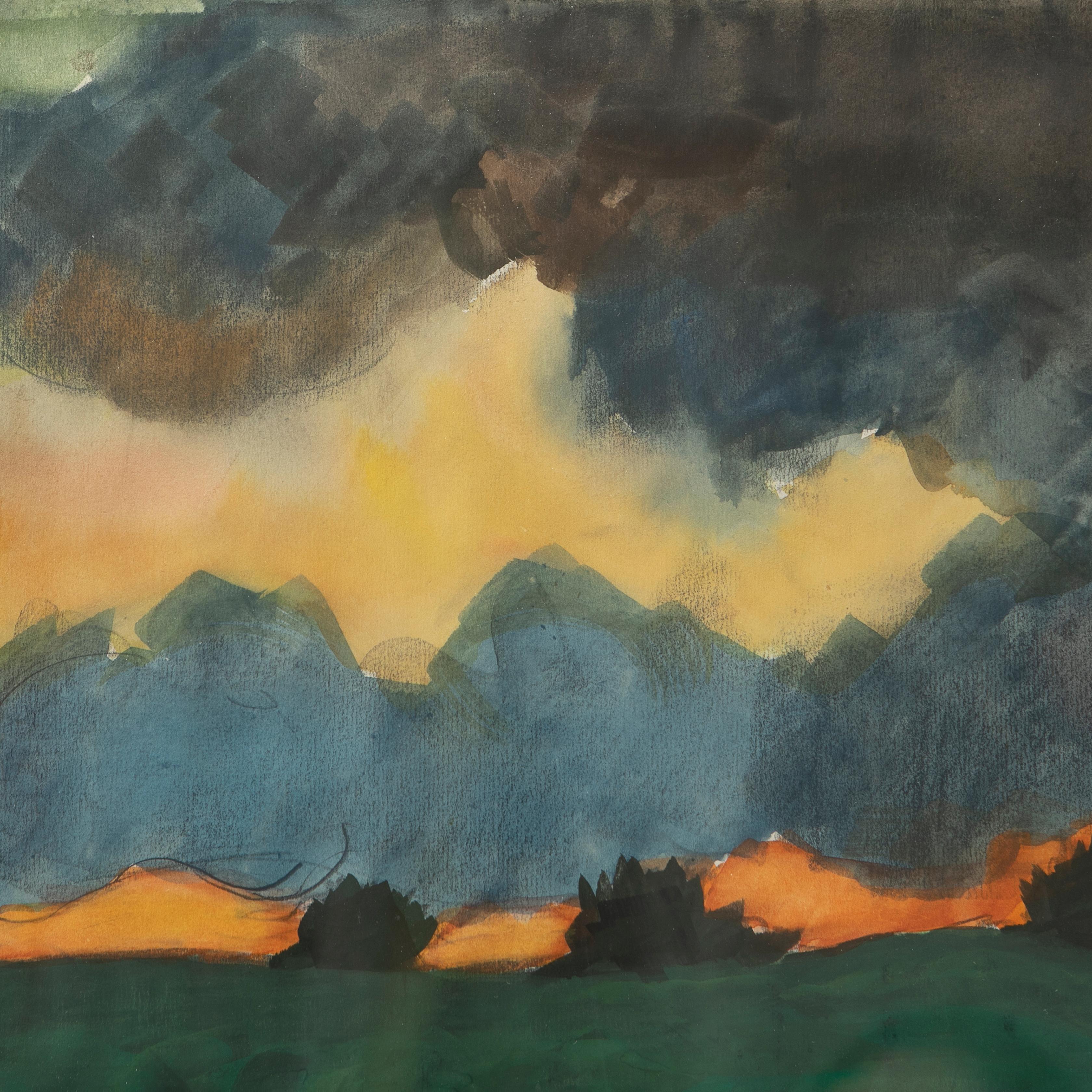 Hand-Painted Samuel Joensen-Mikines Watercolor on Paper 