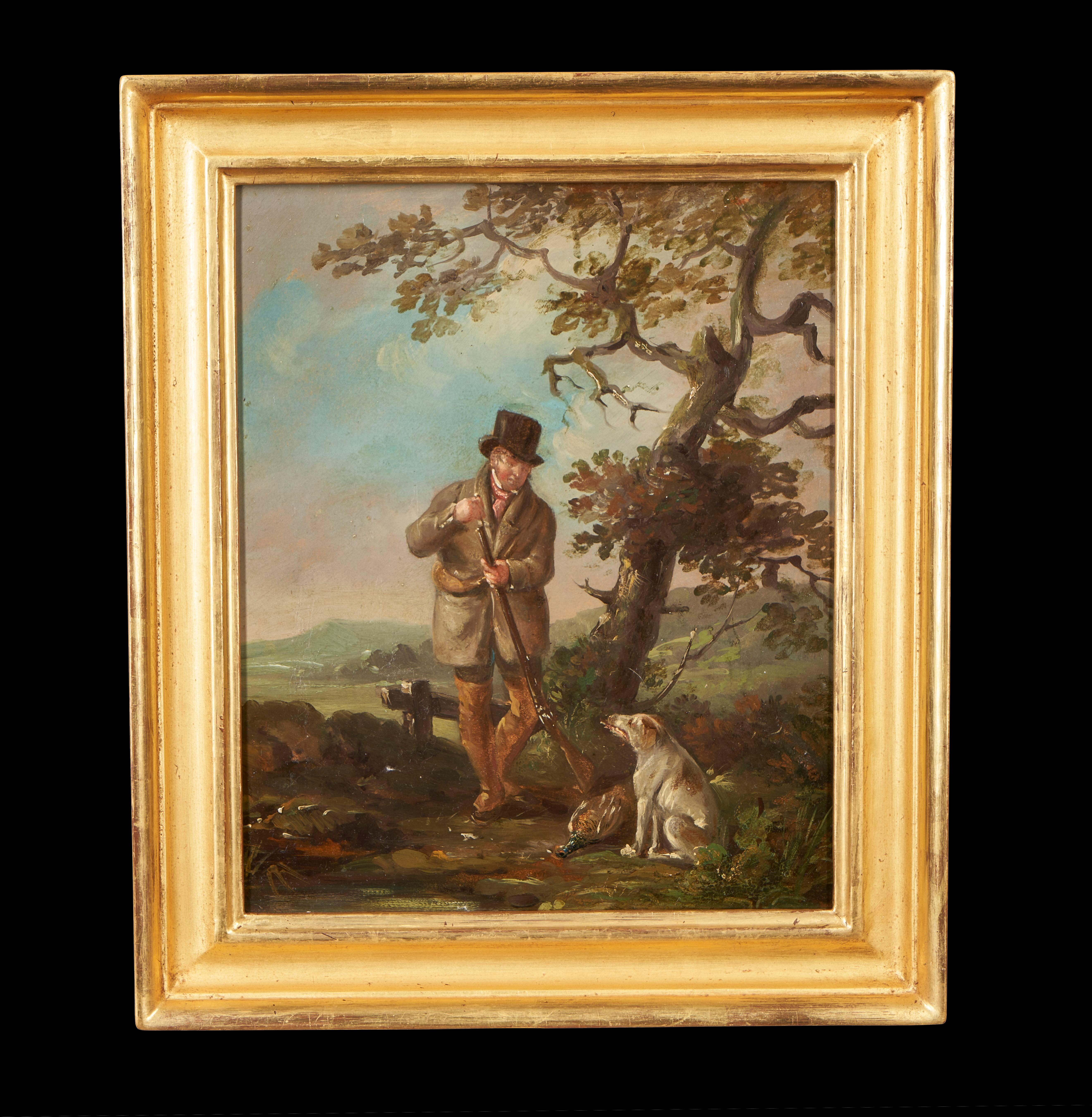Figurative Painting de Samuel John Egbert Jones - Un cazador y sus perros