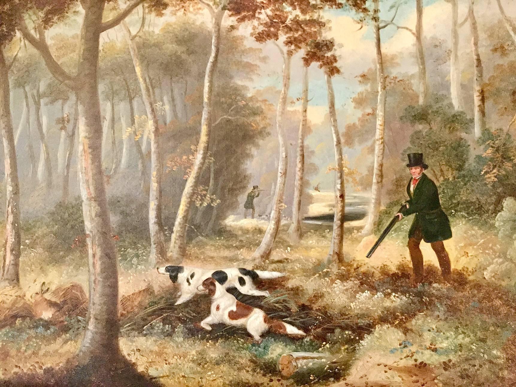 A Shooting Landscape Victorian Sporting painting by S J E Jones 19th Century