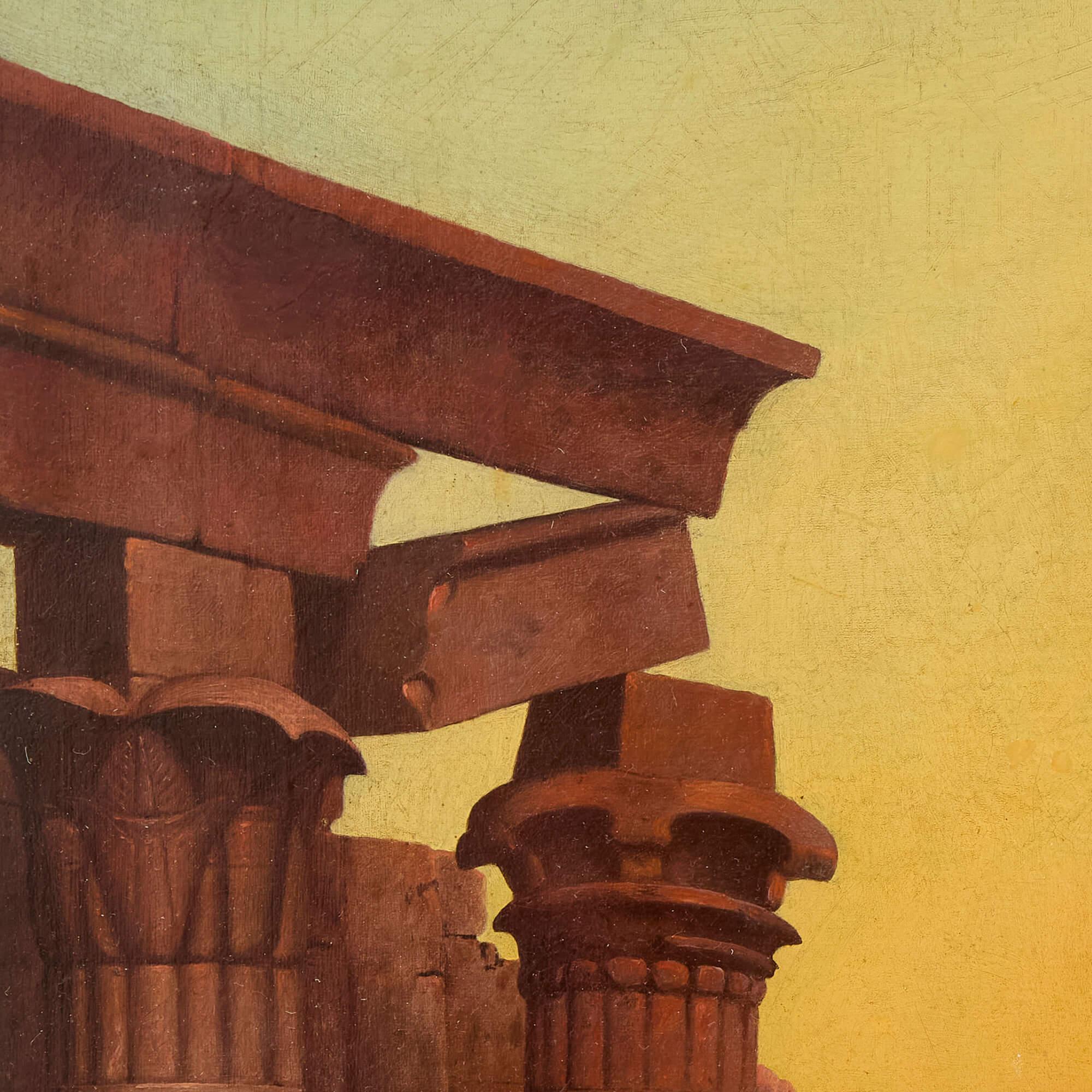Antike Ölgemälde Orientalist Ägypten Nil Sonnenuntergang Samuel John Egbert Jones im Angebot 2