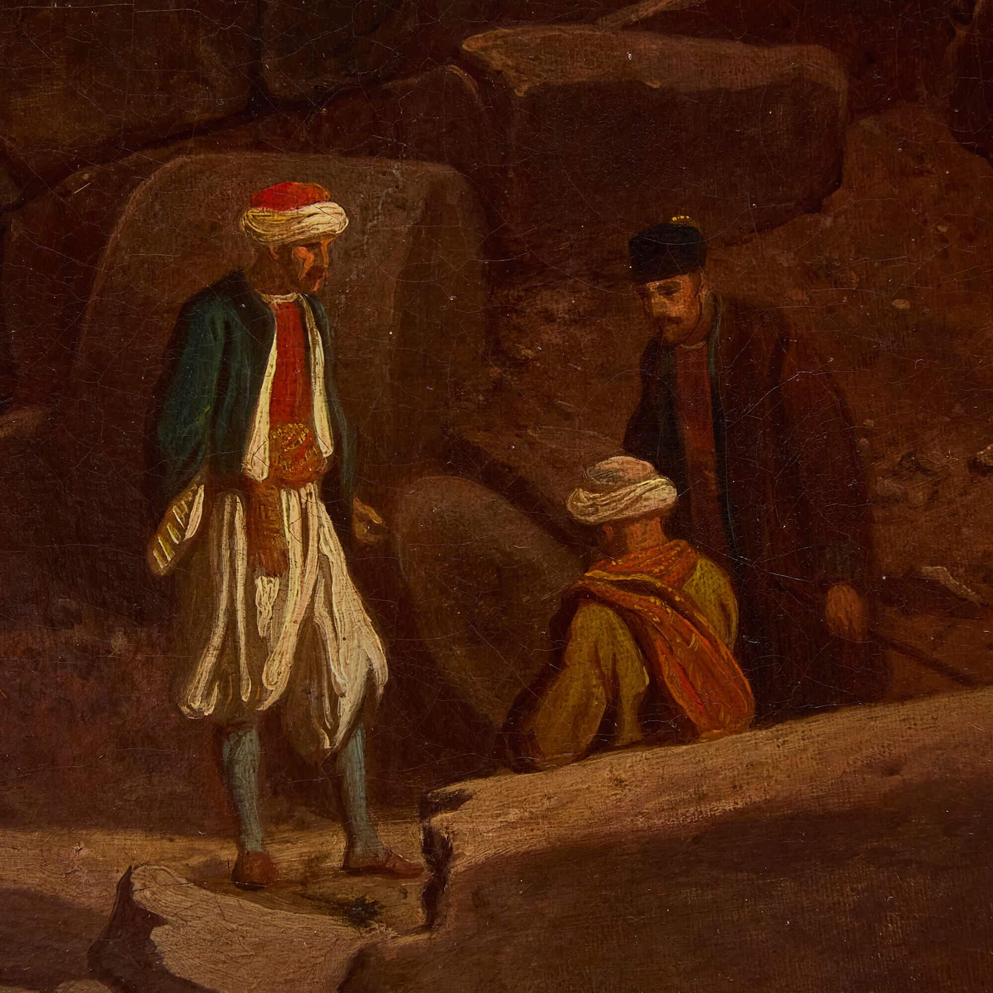 Antike Ölgemälde Orientalist Ägypten Nil Sonnenuntergang Samuel John Egbert Jones im Angebot 4