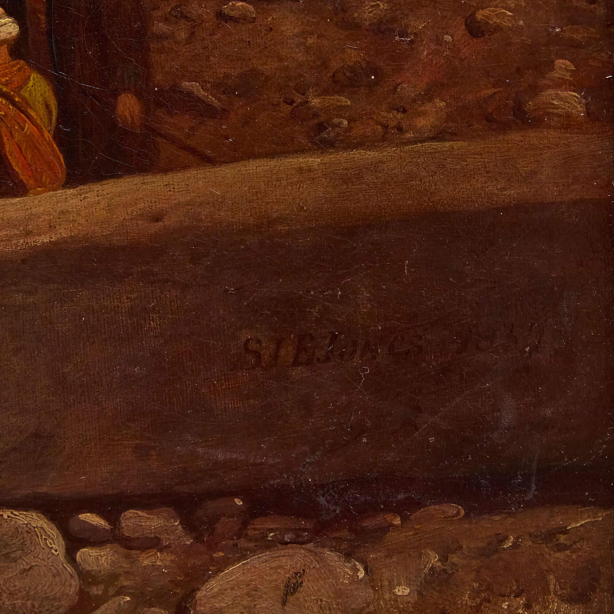 Antike Ölgemälde Orientalist Ägypten Nil Sonnenuntergang Samuel John Egbert Jones im Angebot 5