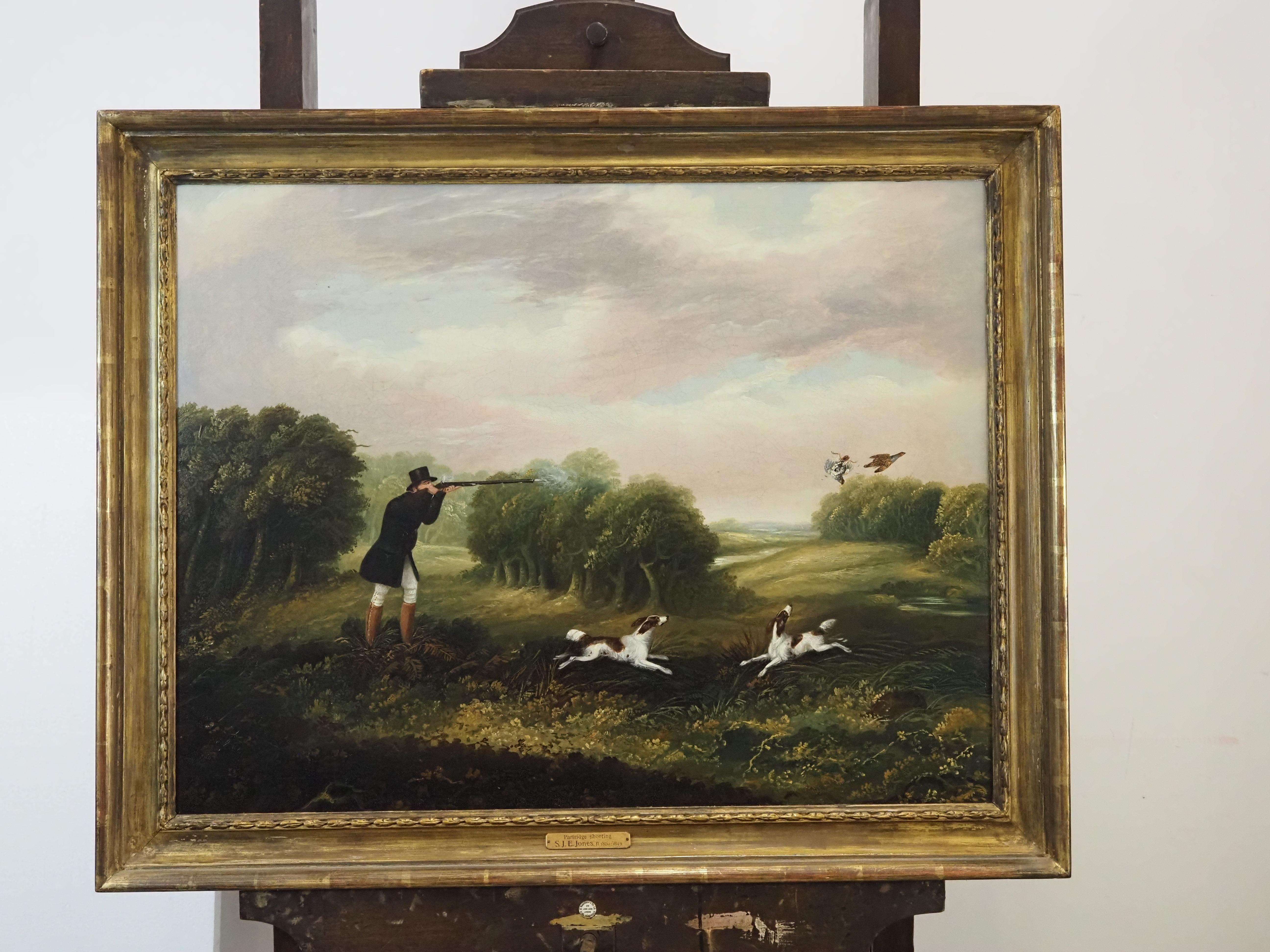 Partridge Shooting - Old Masters Painting by Samuel John Egbert Jones