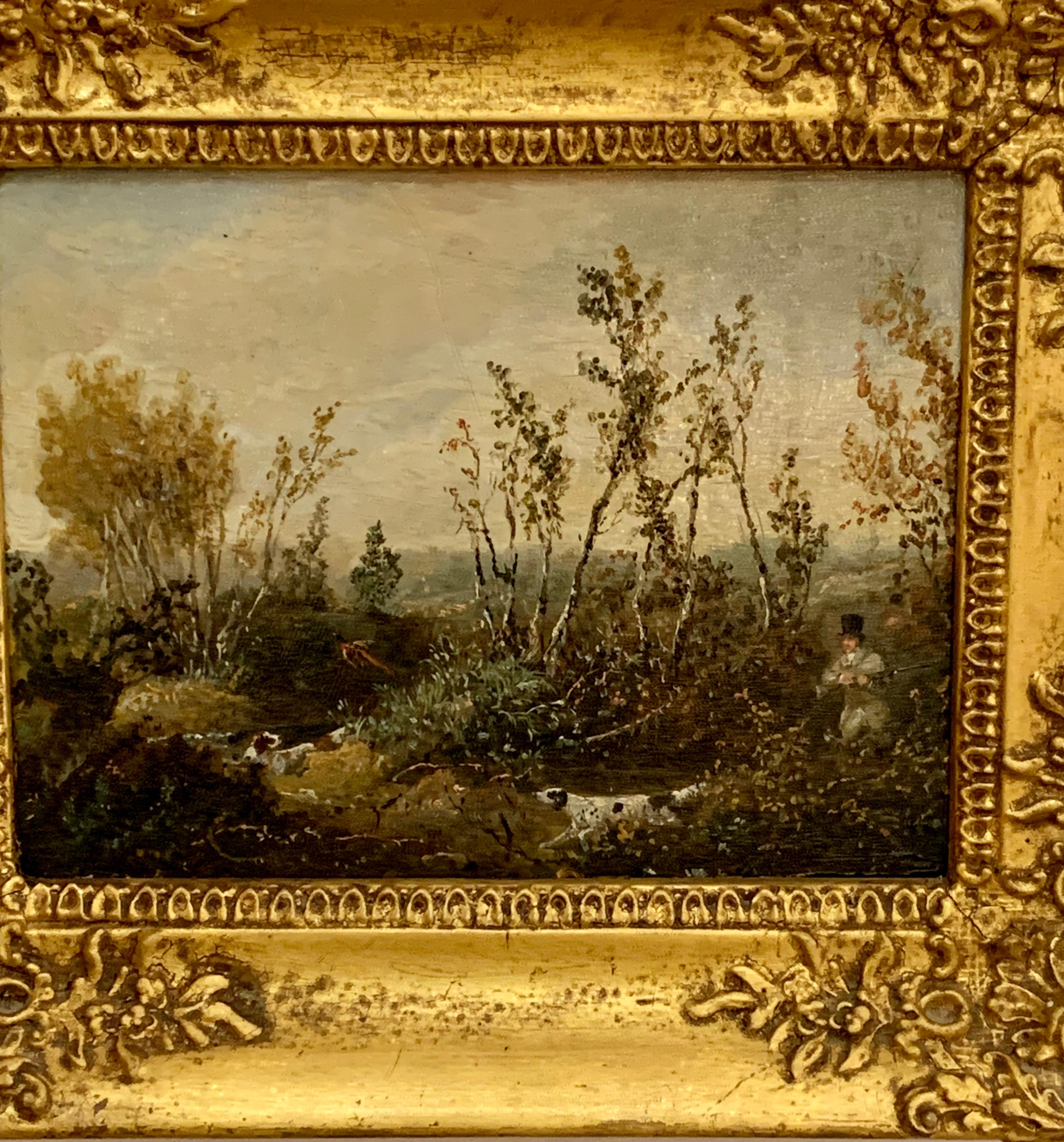 Amazing set of 4 Shooting scenes from the early part of the 19th century. Samuel J. E. Jones painted principally hunting, shooting and fishing scenes, and appeared to paint them mainly between 1820-49, some other subject matters were also tackled