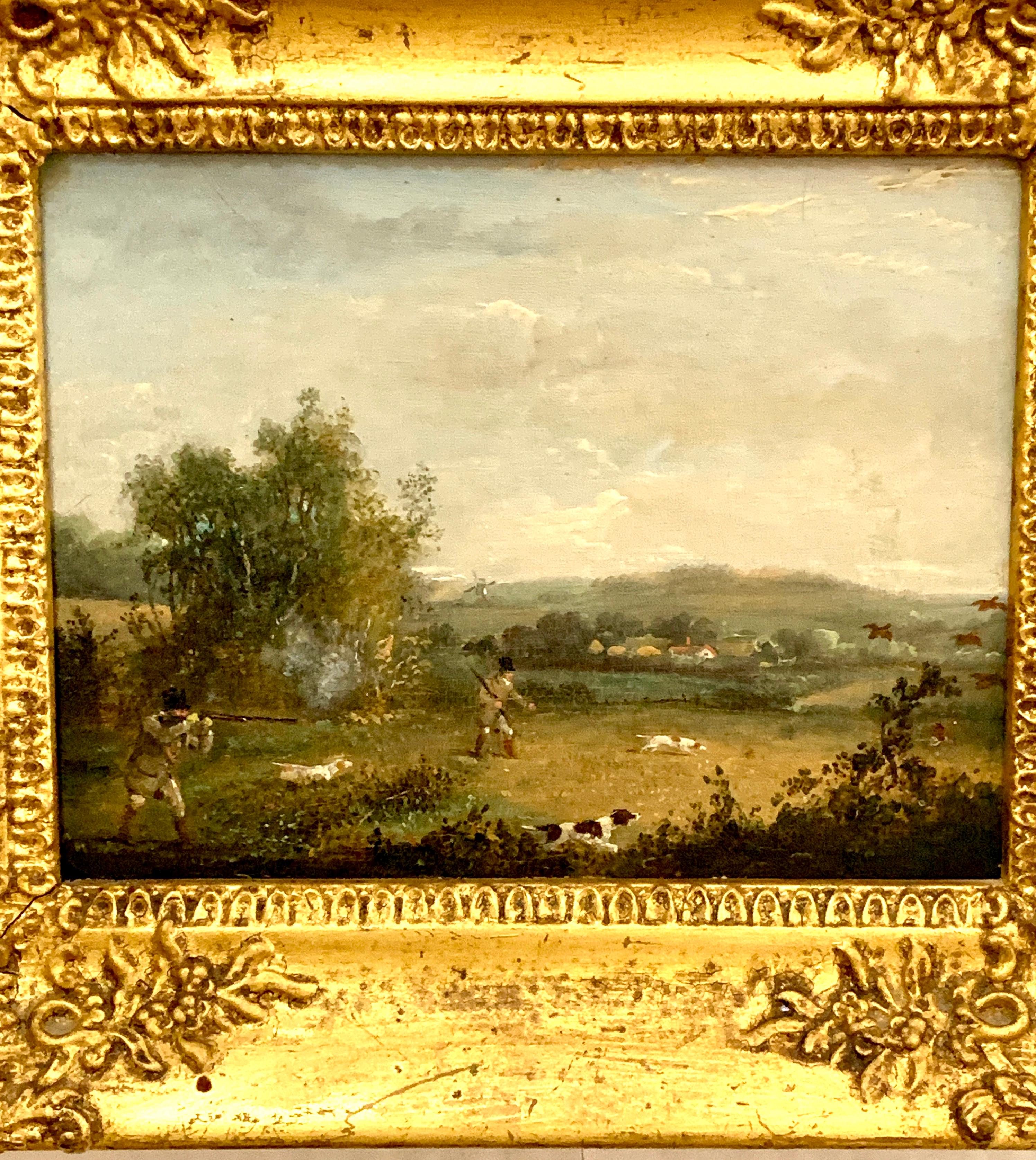 Set of four 19thC English Shooting scenes, hunting duck, Pheasant, Quail and Snipe - Painting by Samuel John Egbert Jones