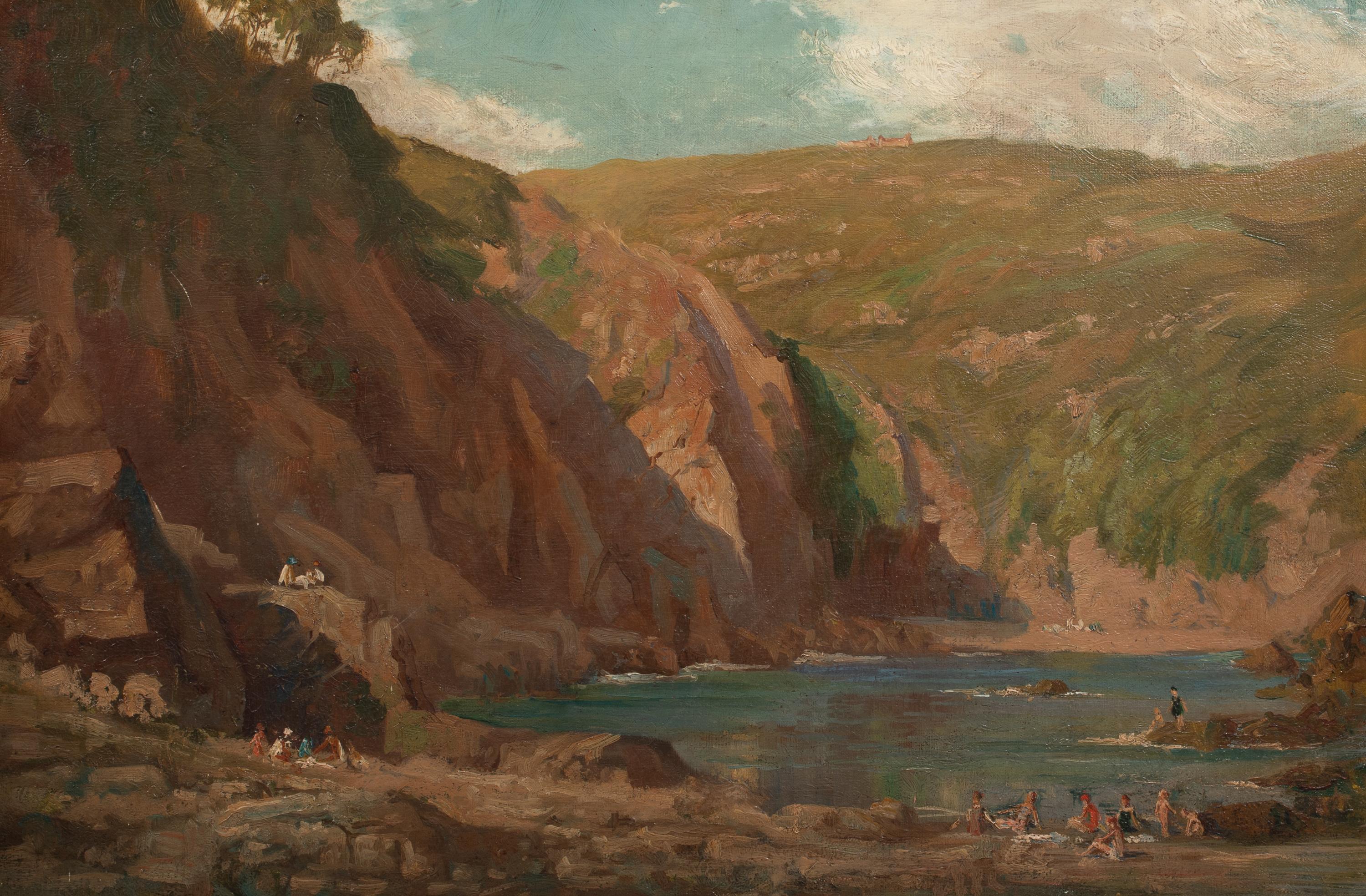 Bathers At Lulworth Cove, Dorset, 19th Century

Samuel John Lamorna BIRCH (1869-1955)

Large circa 1900 extensive view at Lulworth Cove, Dorset, oil on canvas by Samuel John Lamorna Birch. Excellent quality and condition view of bathers in summer at