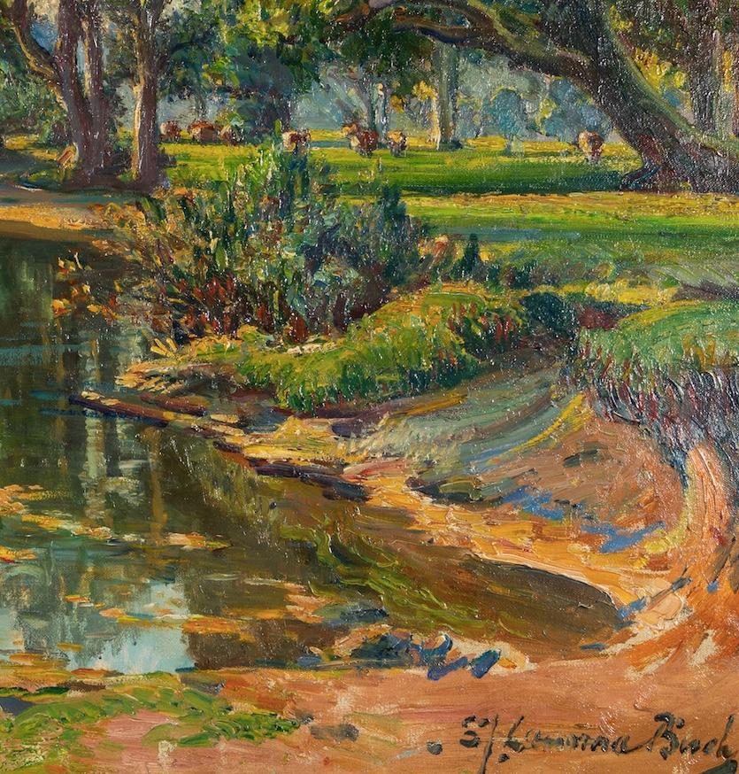 The Isla at Meikleour, Perthshire (A Promise of Rain), 1950 - Lamorna Birch - Brown Figurative Painting by Samuel John Lamorna Birch
