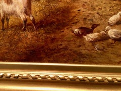 English barnyard with horses, cows, ducks, sheep and goats