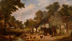 Peinture à l'huile de Samuel Joseph Clark « A Farmyard Idyll » (Une ferme Idyll)