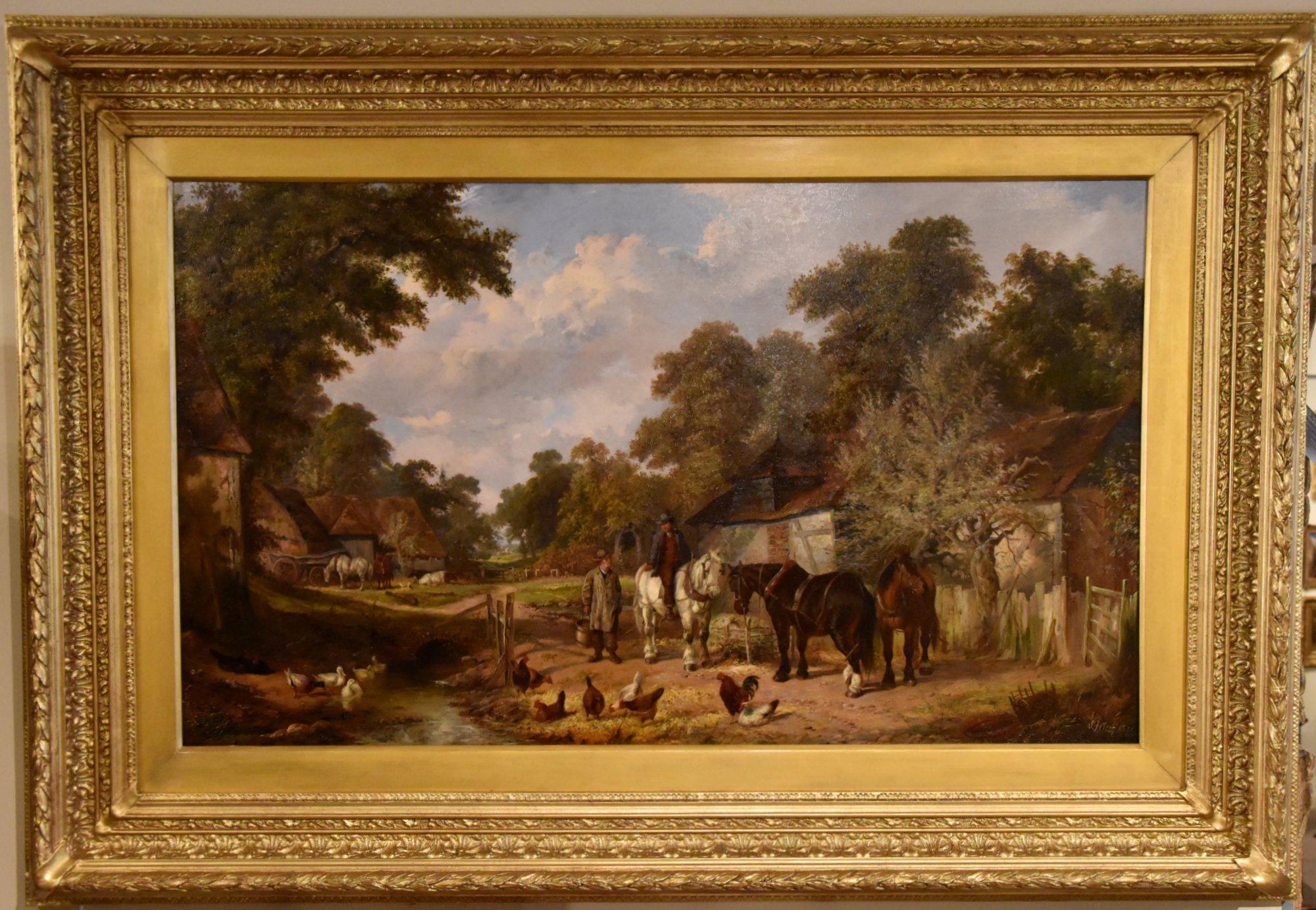 Ölgemälde von Samuel Joseph Clark „Ein Bauernhof-Idyll“