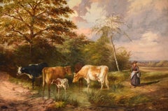 Peinture à l'huile de Samuel Joseph Clark « The Cow Maid »