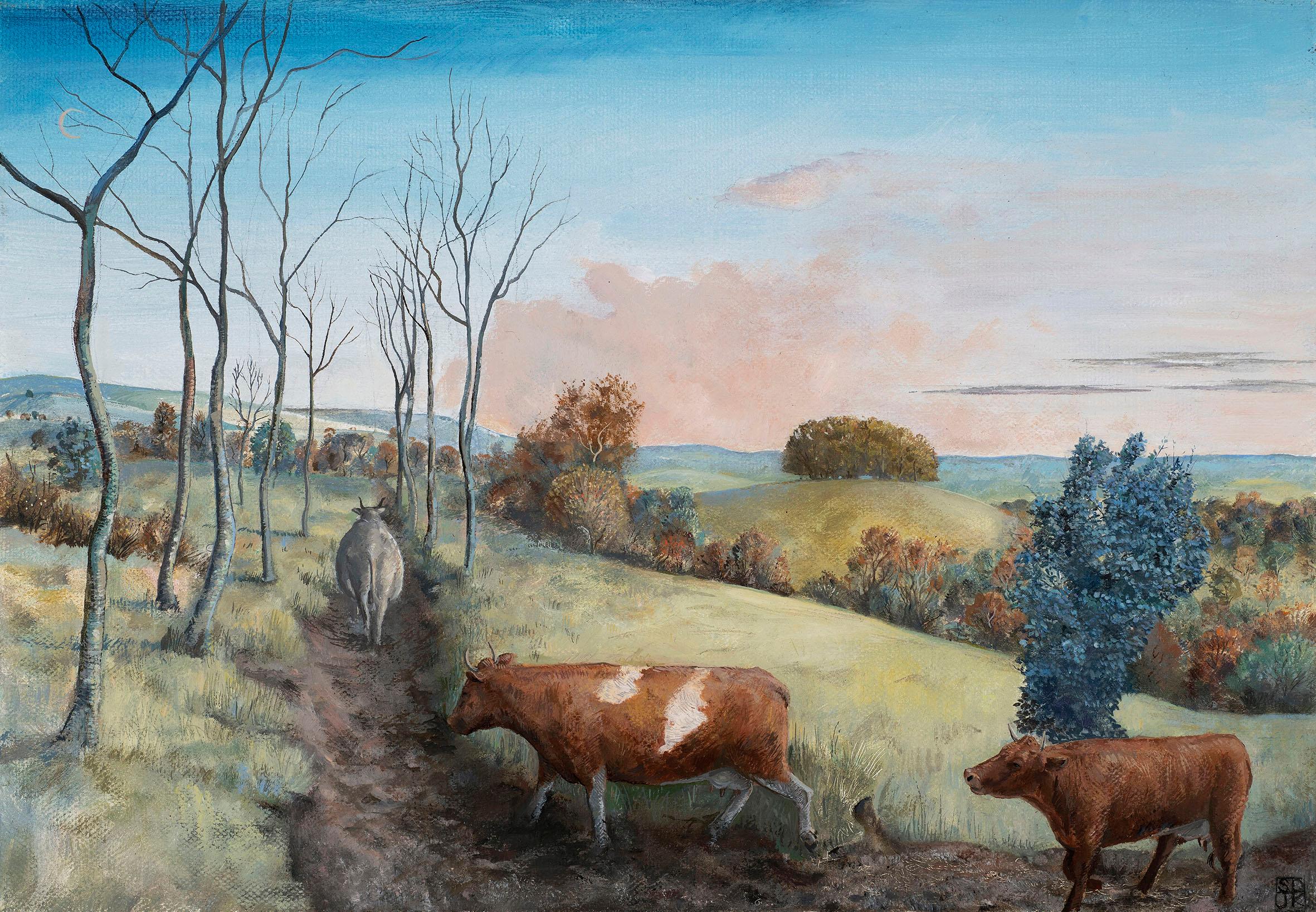 Samuel Kirk Landscape Painting - Evening Cattle