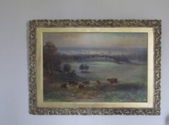 19. Jahrhundert, viktorianisch, Landschaft, Kühe, Landhaus Samuel Lawson Booth