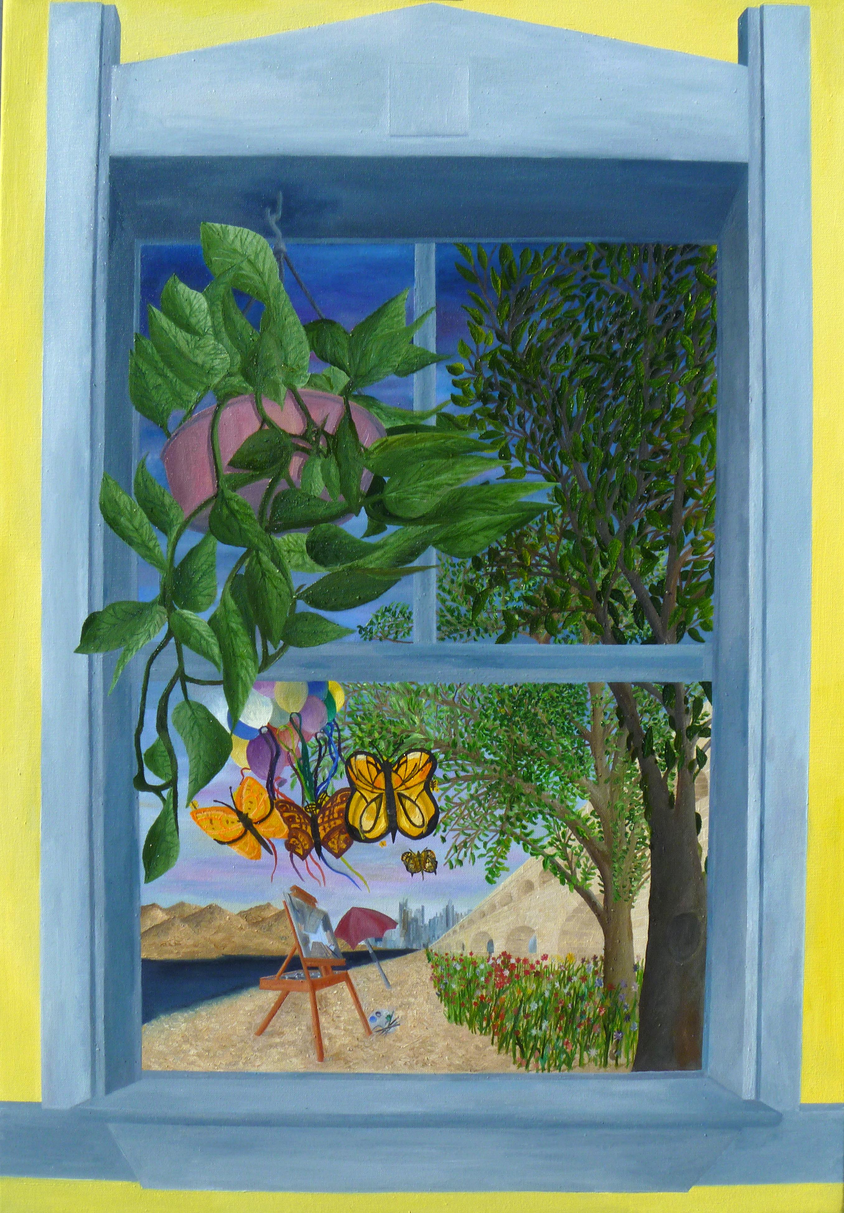 Samuel Leopold Landscape Painting - Butterfly, פַּרְפַּר, бабочка
