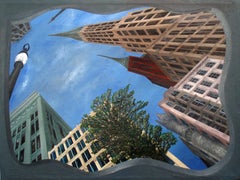 Lovely Blue Sky, Original Cityscape Painting, 2021