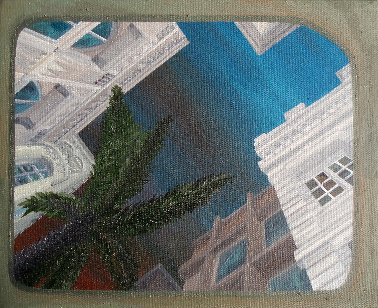 Samuel Leopold Abstract Painting - Tropic Town Sky, Original Cityscape Painting, 2021