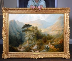 Antique Vale of the Conwy - Large 19th Century Oil Painting Mountain Landscape Snowdonia