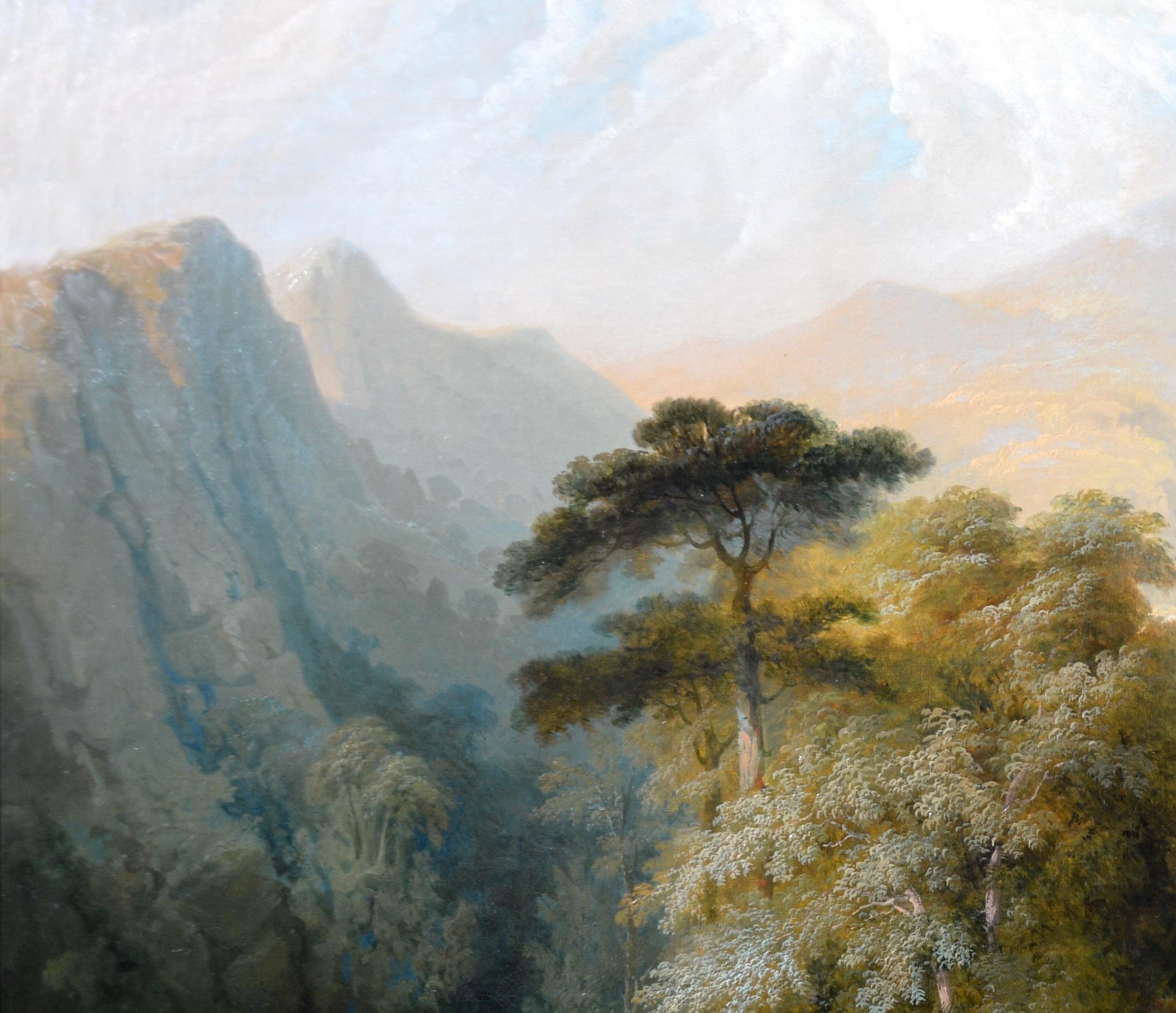 Vale of the Conwy - Large 19th Century Oil Painting Welsh Mountain Landscape 5