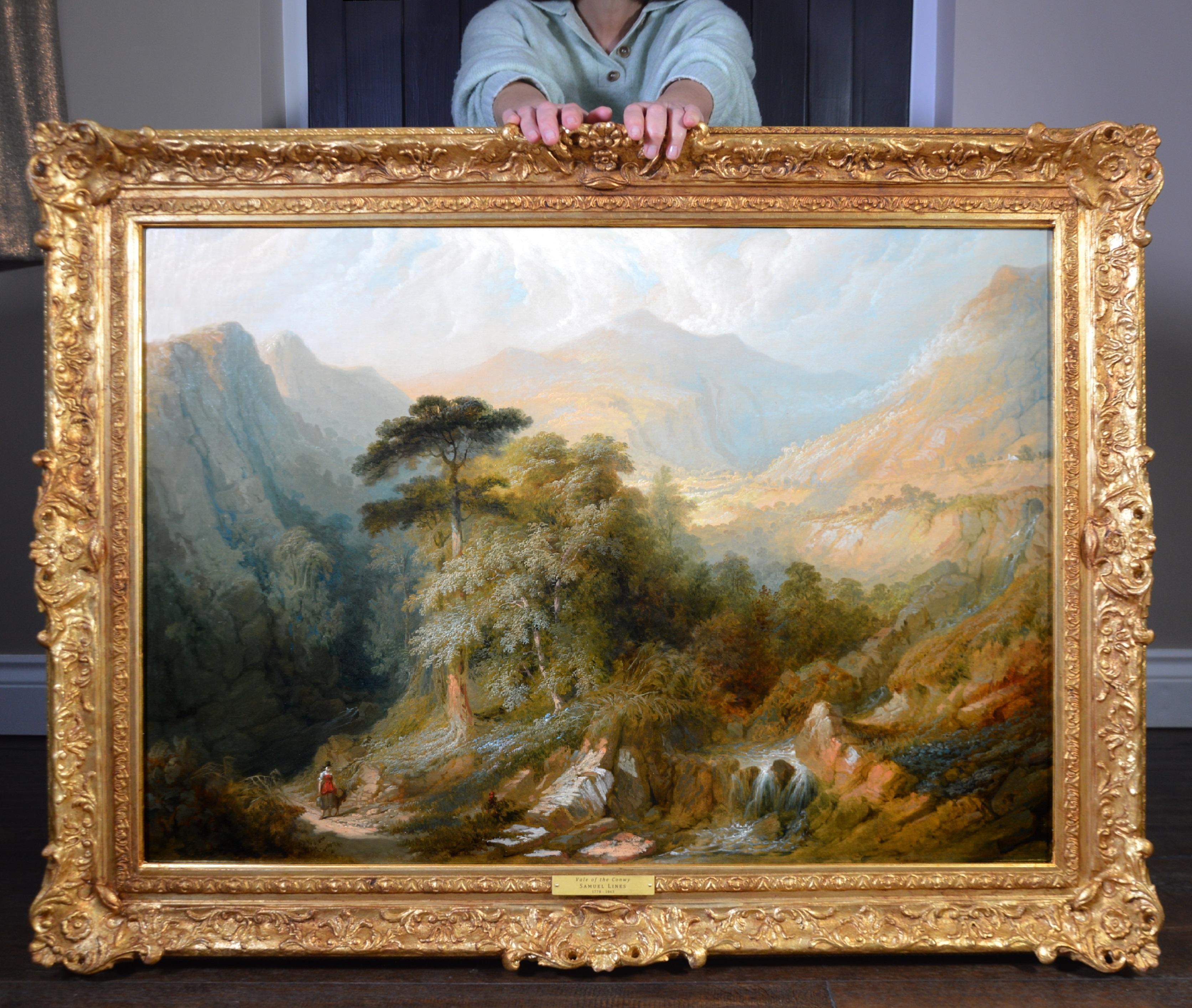 Samuel Lines Landscape Painting - Vale of the Conwy - Large 19th Century Oil Painting Welsh Mountain Landscape