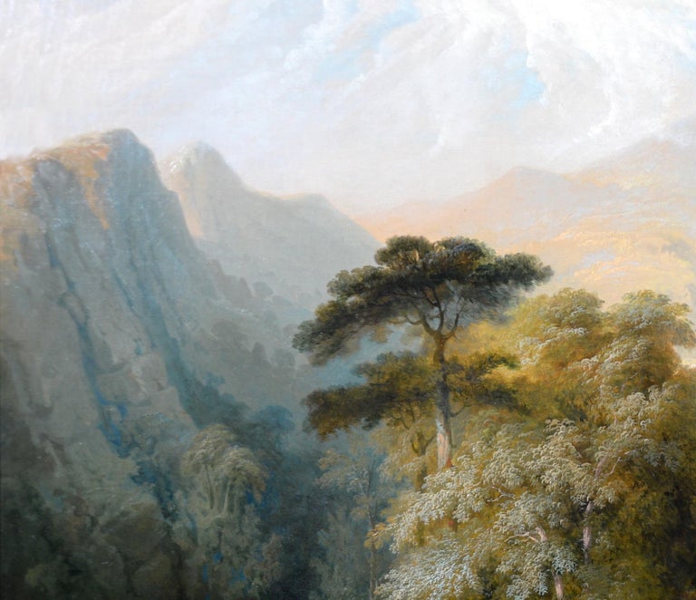Vale of the Conwy - Large 19th Century Welsh Mountain Landscape Oil Painting For Sale 4