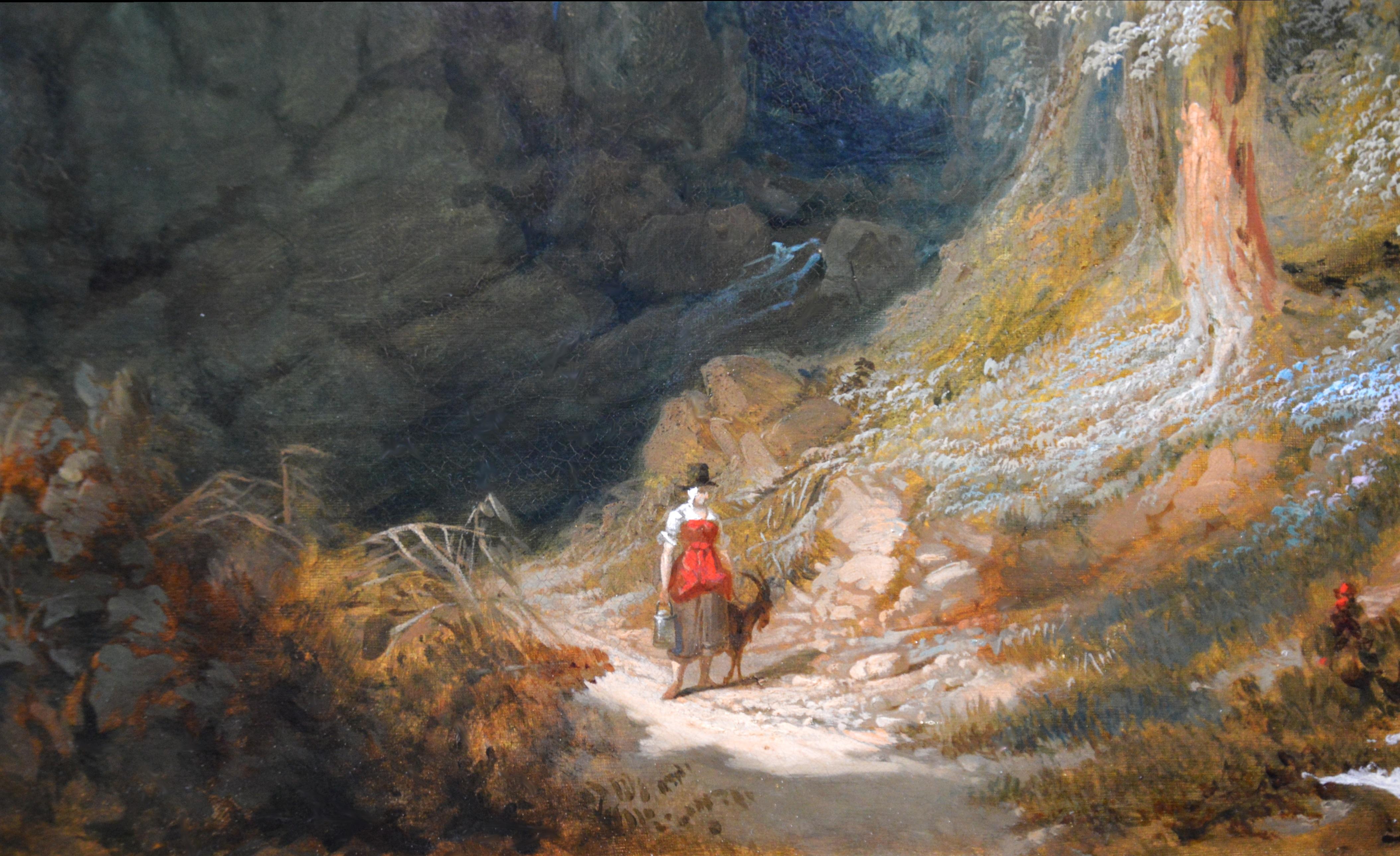 Valle del Conwy, Snowdonia - Pintura al óleo del siglo XIX Gran paisaje N Gales 5