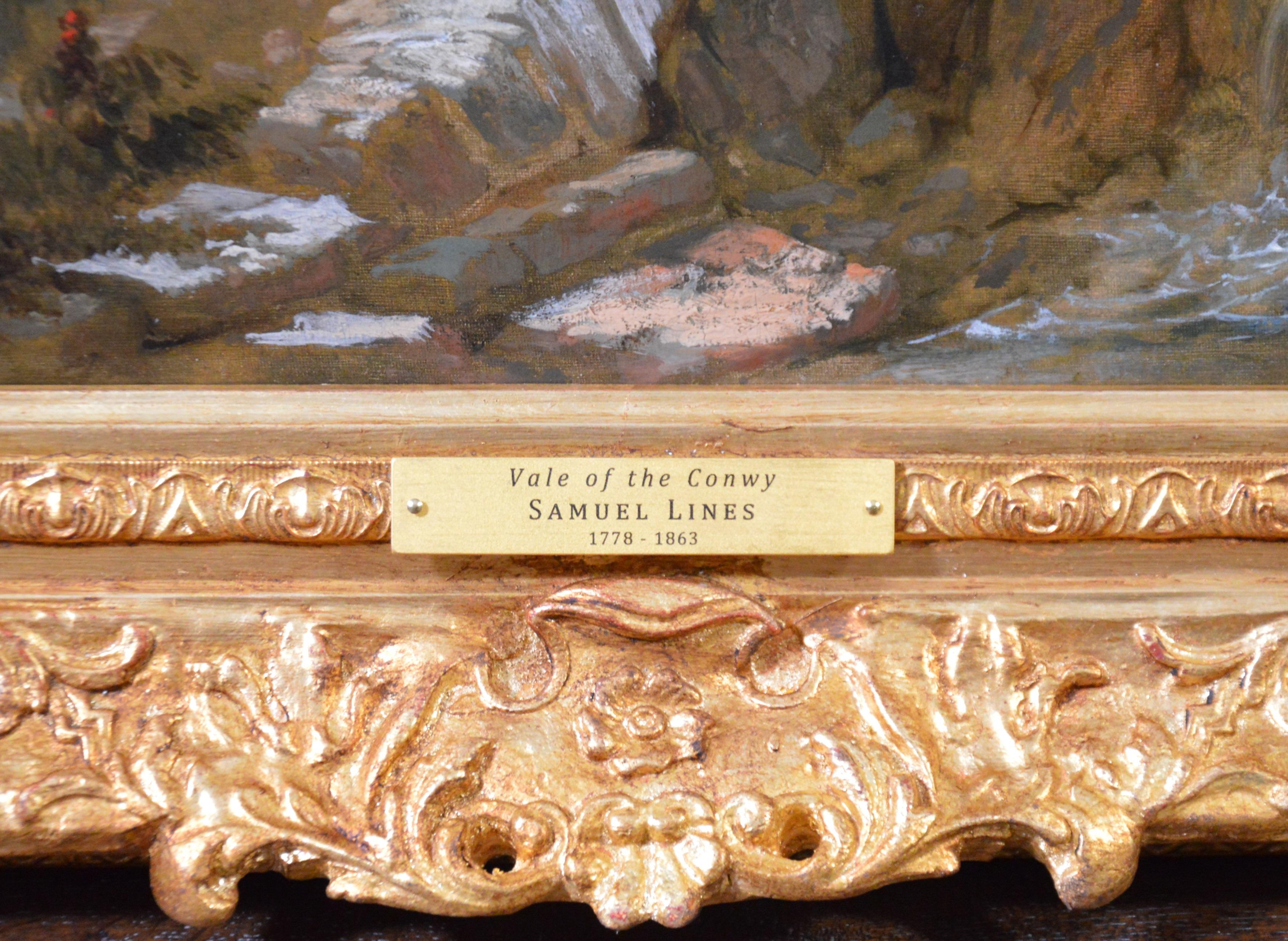 Valle del Conwy, Snowdonia - Pintura al óleo del siglo XIX Gran paisaje N Gales 6