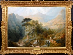 Valle del Conwy, Snowdonia - Pintura al óleo del siglo XIX Gran paisaje N Gales