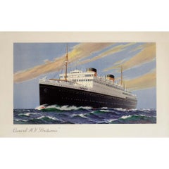 Circa 1940 travel poster - Cunard M.V.  Britannic