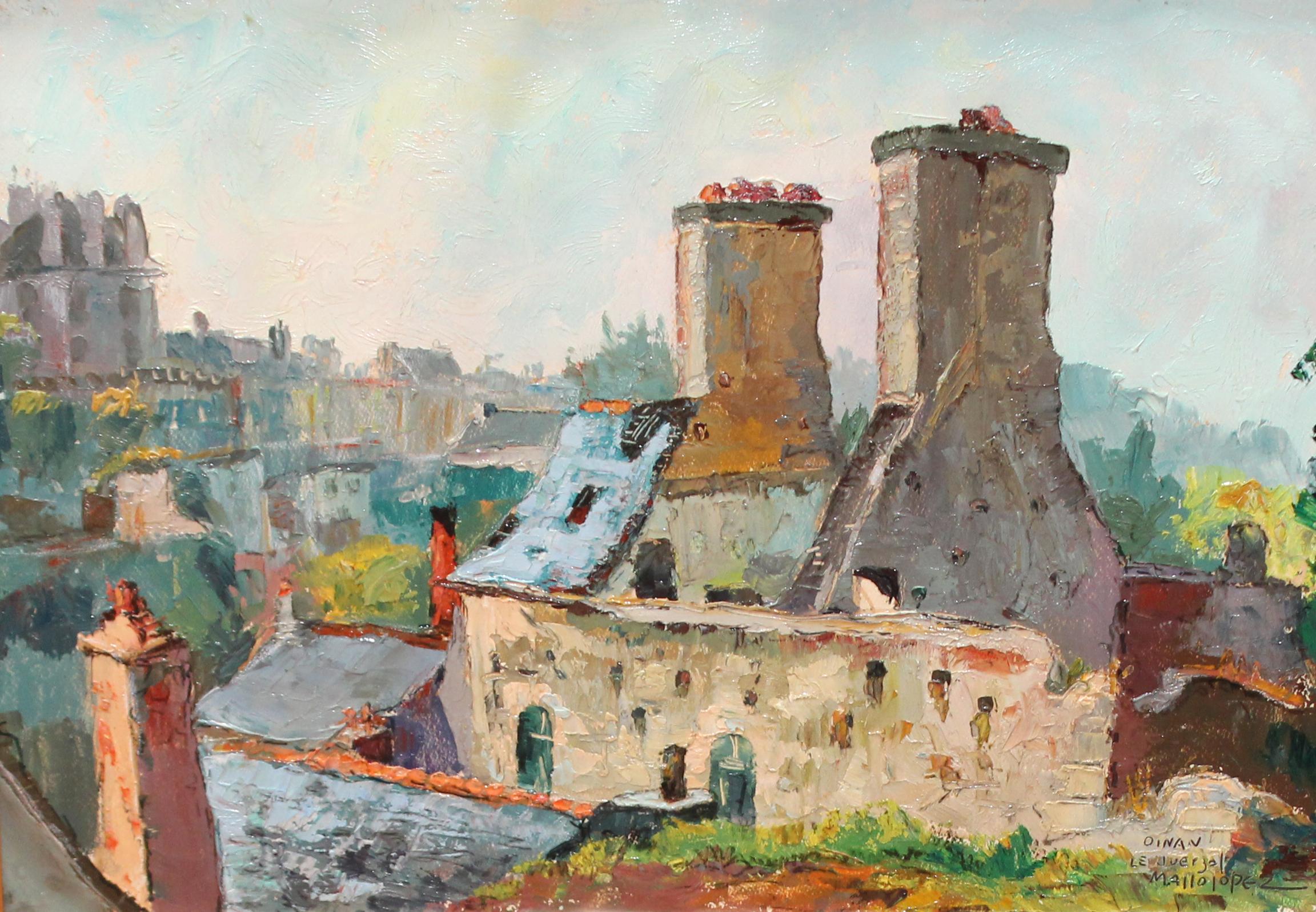 Samuel Mallo Lopez Landscape Painting - Dinan Le Jerzual Oil Painting on Canvas, Framed, Signed