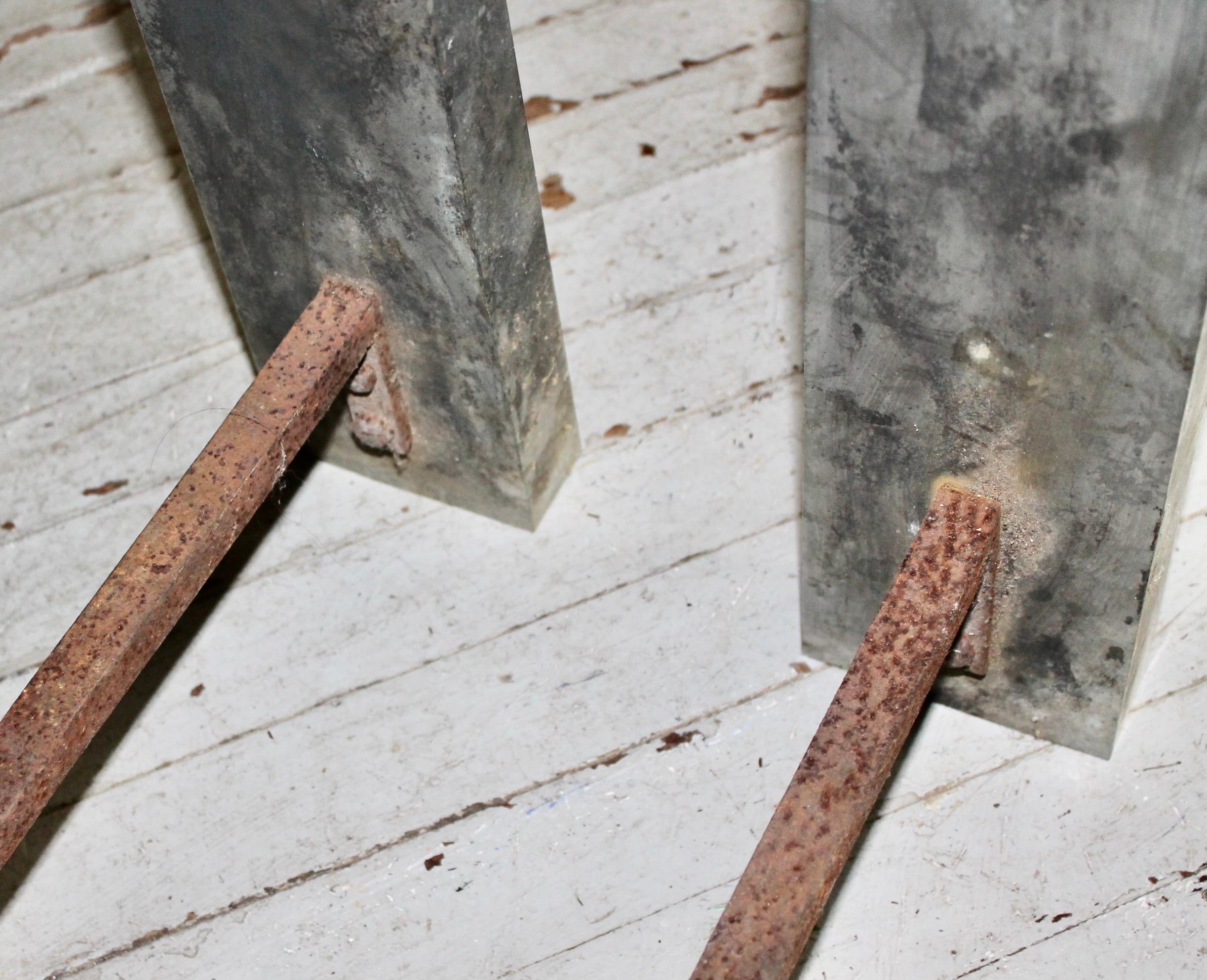 Mid-20th Century Samuel Marx Attributed Moderne Aluminum Andirons For Sale