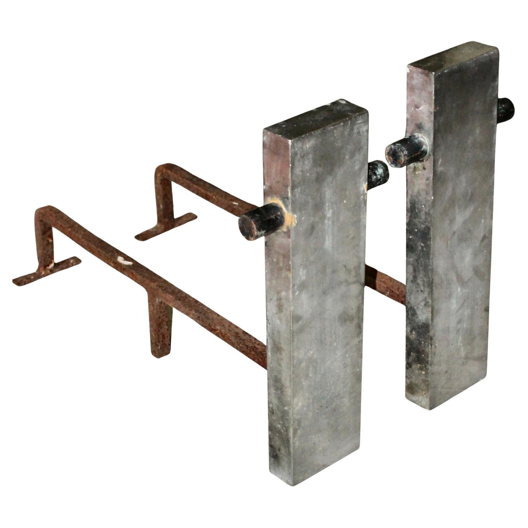 Samuel Marx Attributed Moderne Aluminum Andirons